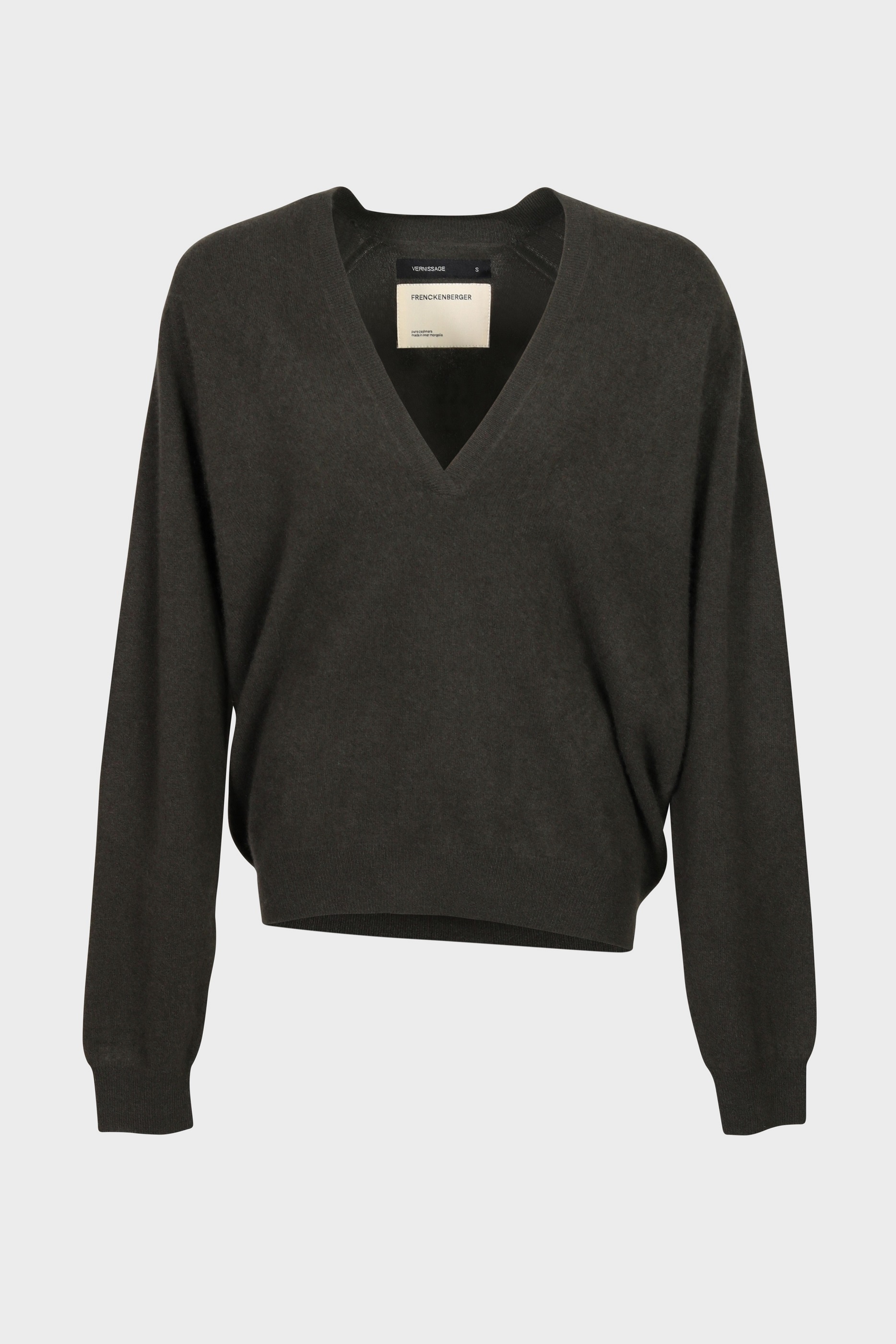 FRENCKENBERGER Johnny Deep V-Sweater in Olive L