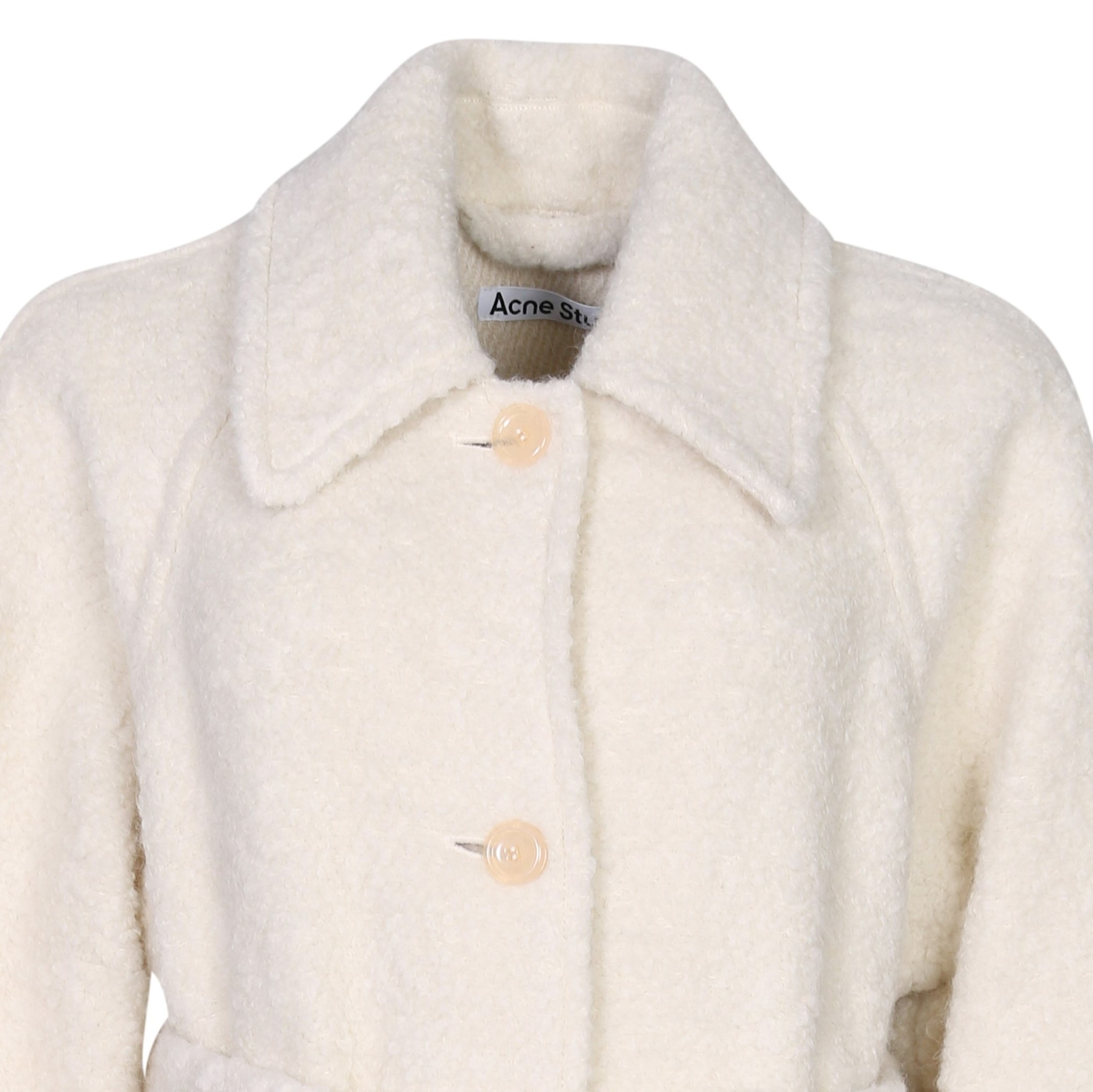 Acne Studios Teddy Coat in Ecru Beige