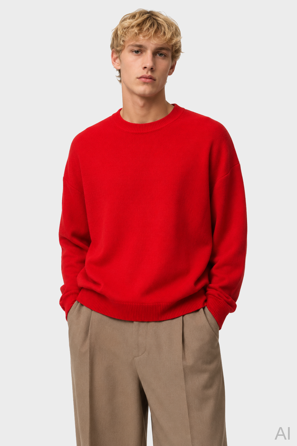 YACAIA Oversize Merino/Cashmere Sweater in Red