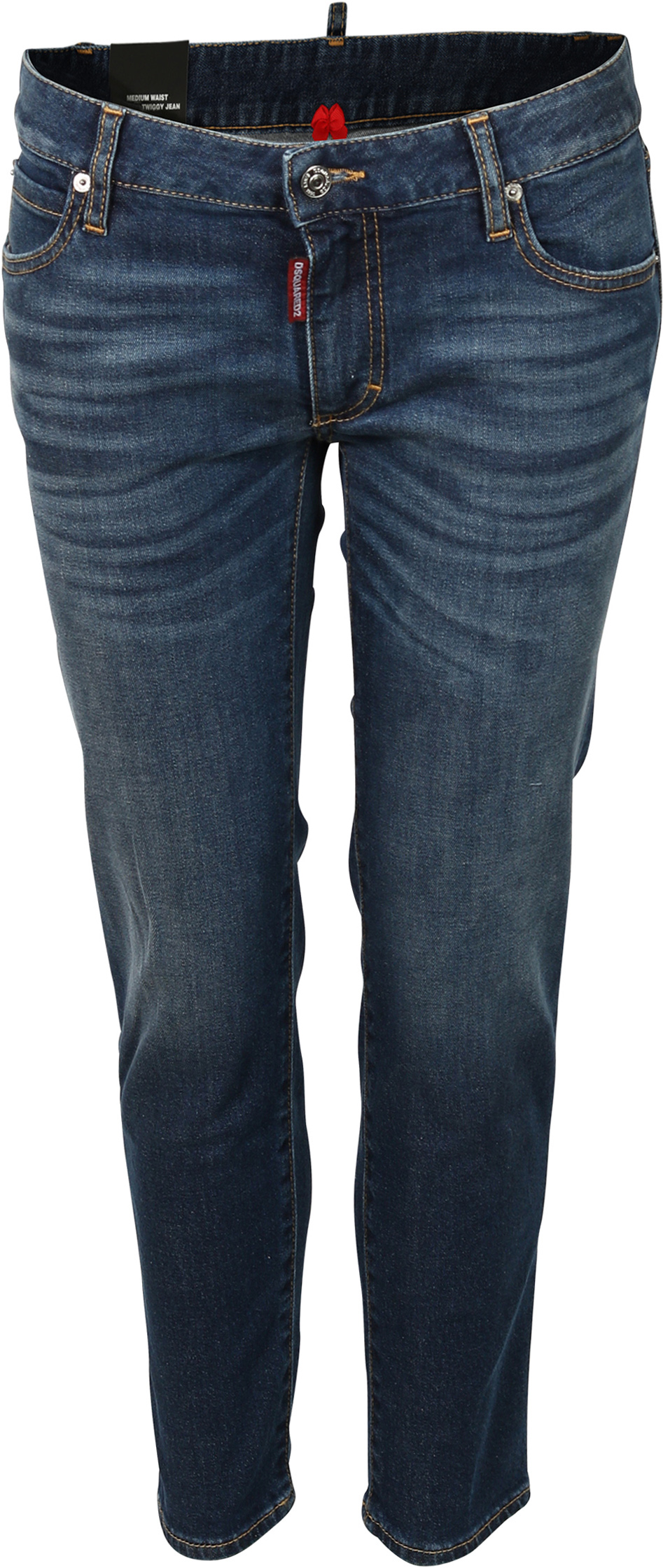 Dsquared Jeans Medium Waist Cropped Twiggy Blue Washed