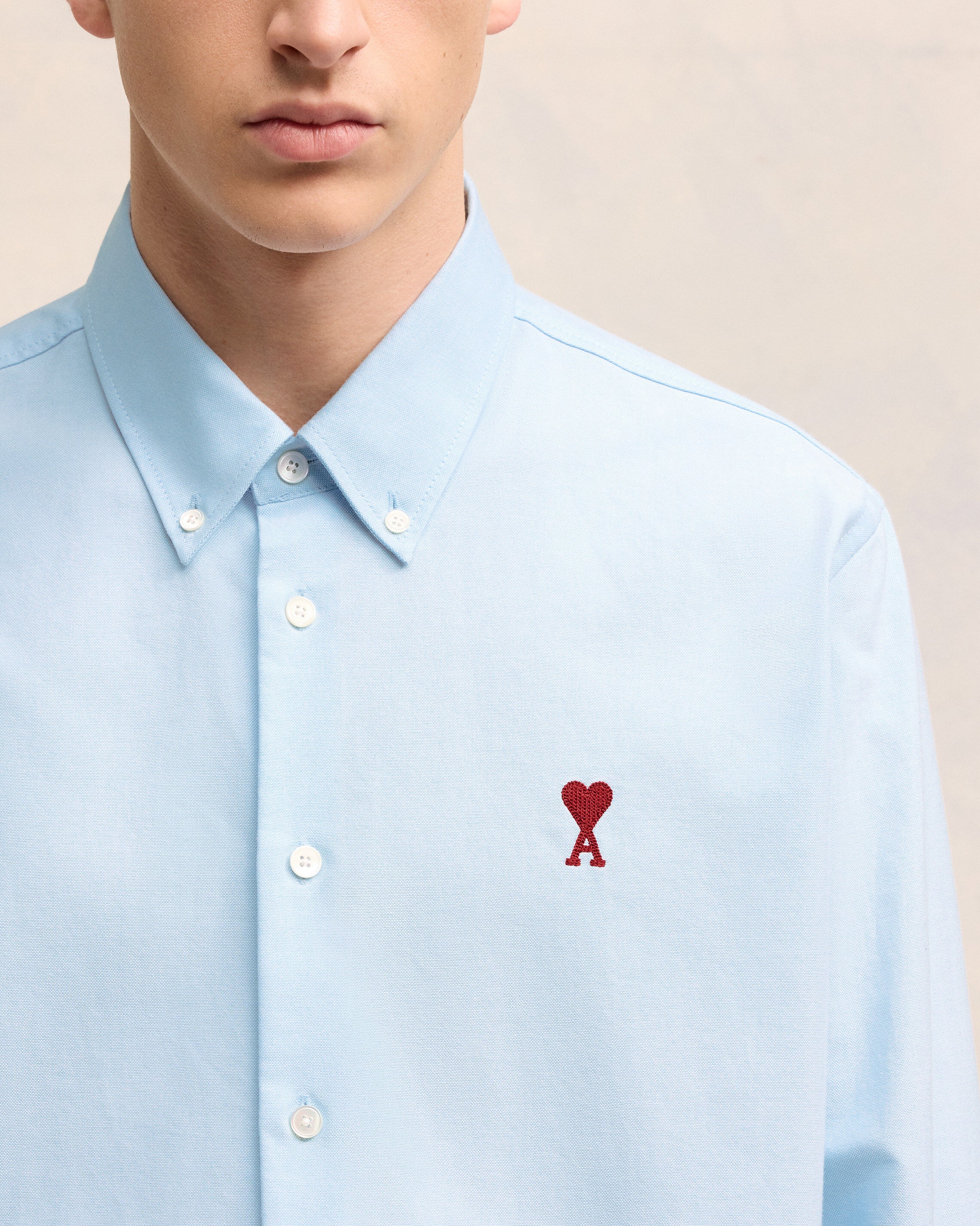AMI PARIS Classic Fit Oxford Shirt in Sky Blue XXL