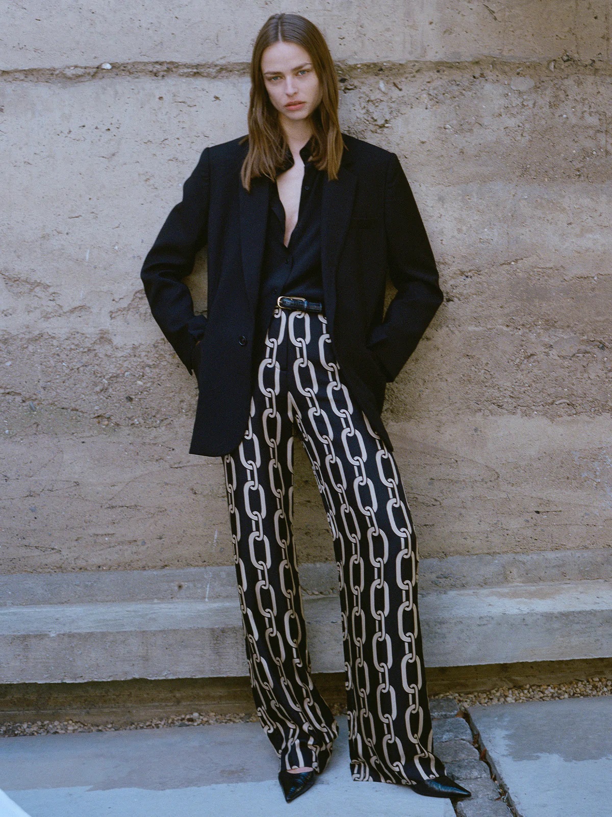 NILI LOTAN Germain Silk Pant Big Chain S - US2