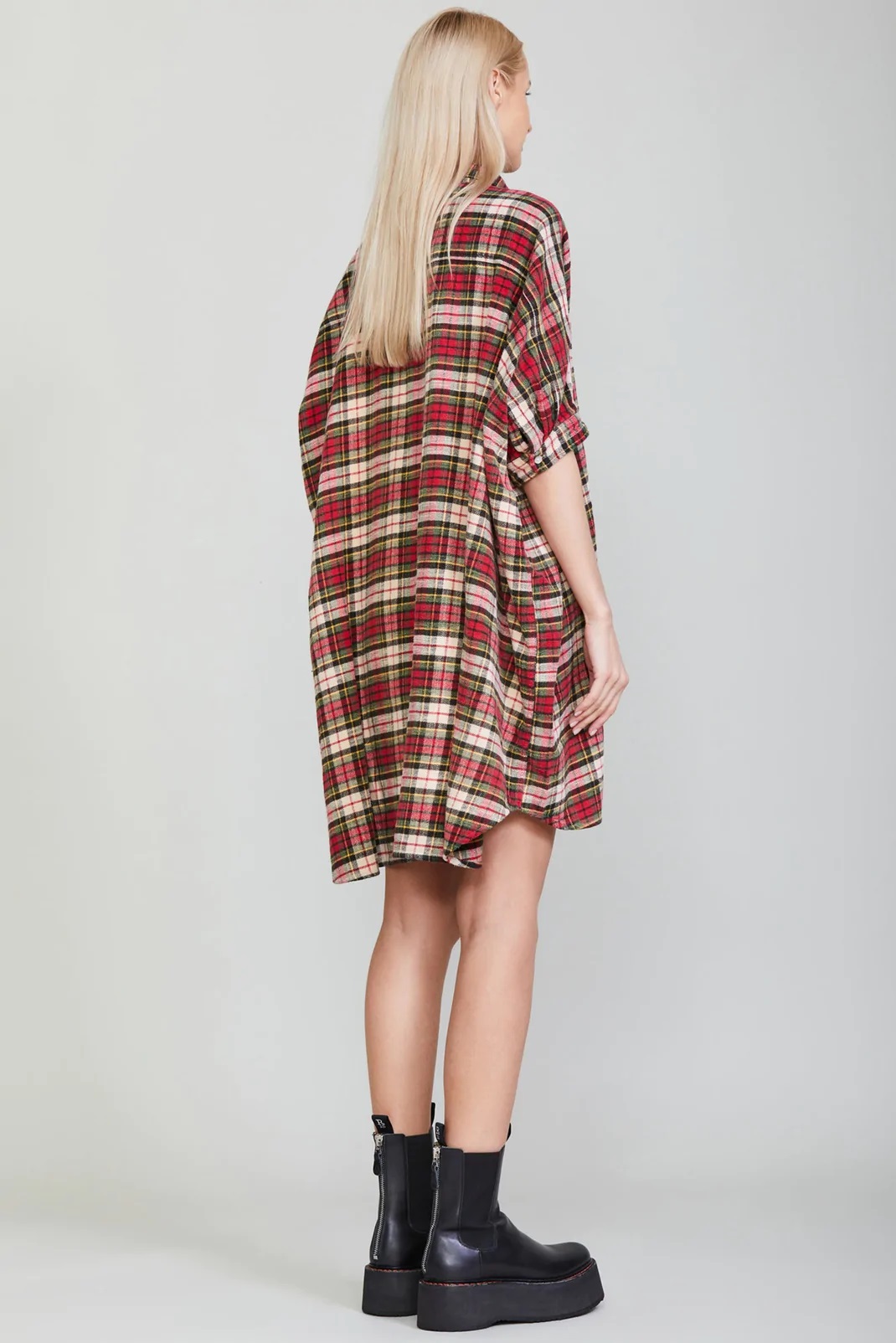 R13 Plaid Oversized Dress Multicolor