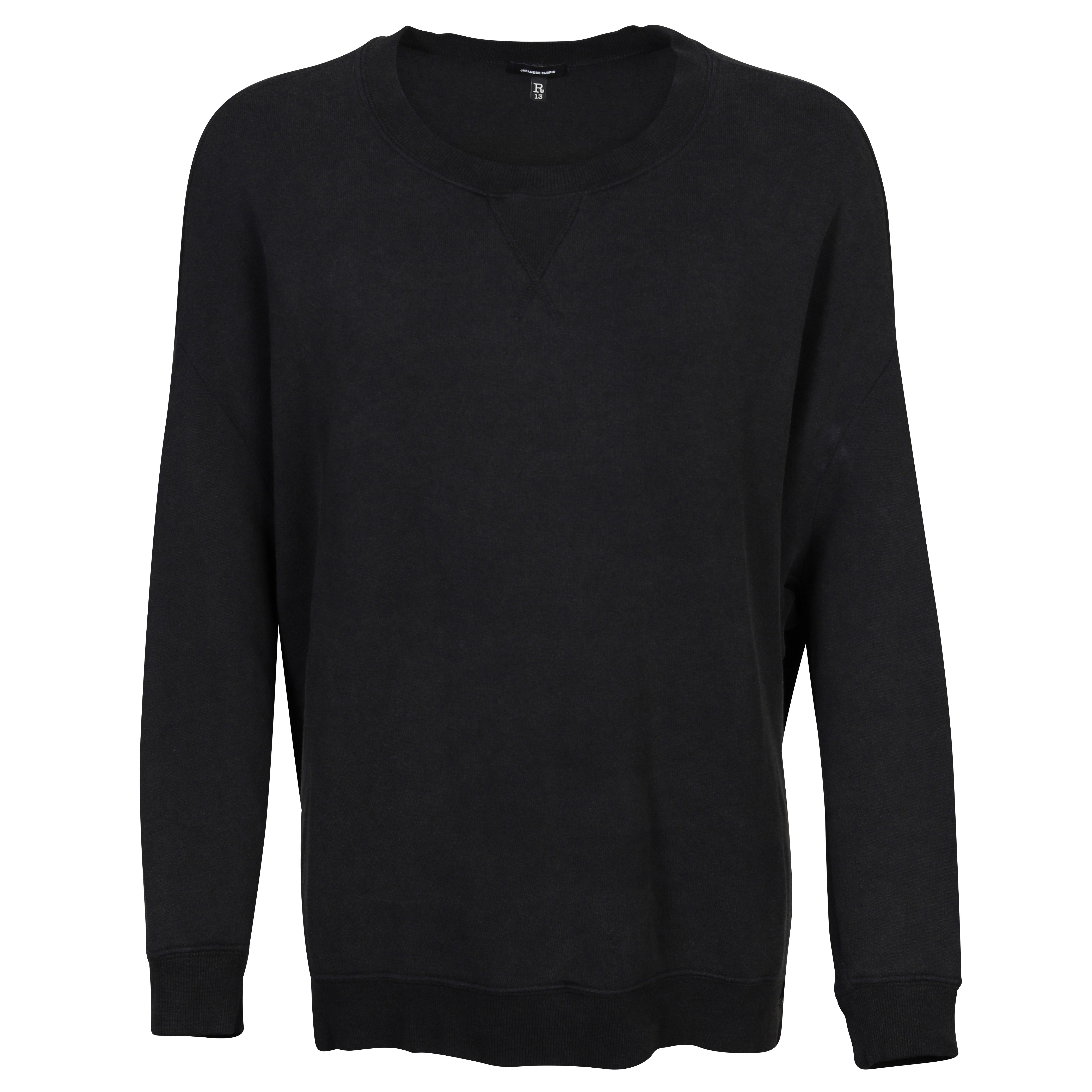 R13 Convertible Crew Neck Sweatshirt in Acid Black