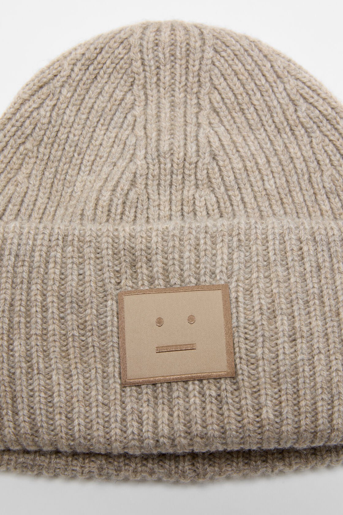 ACNE STUDIOS Face Beanie in Greige Melange