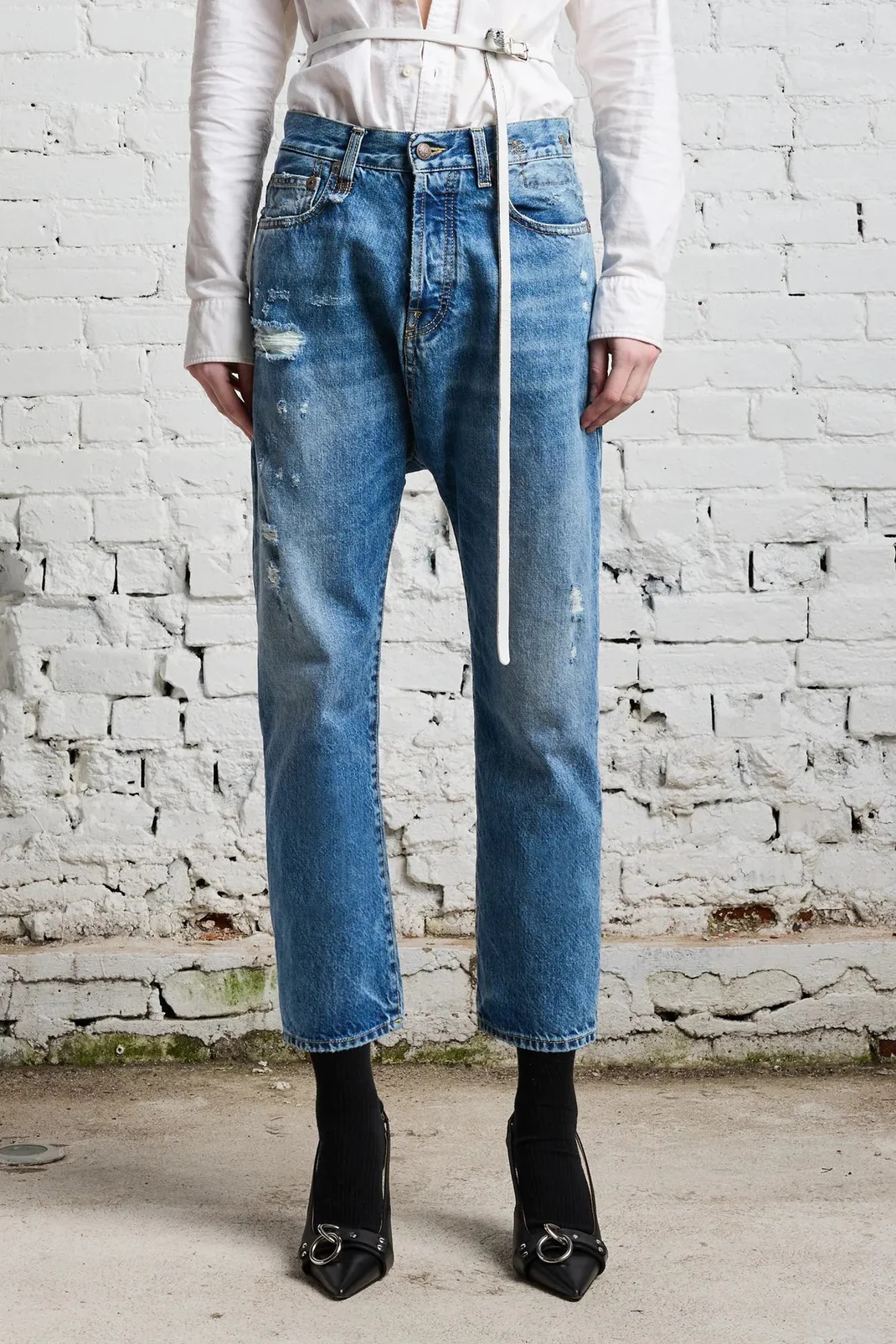 R13 Tailored Drop Jeans in Bain Washing 25