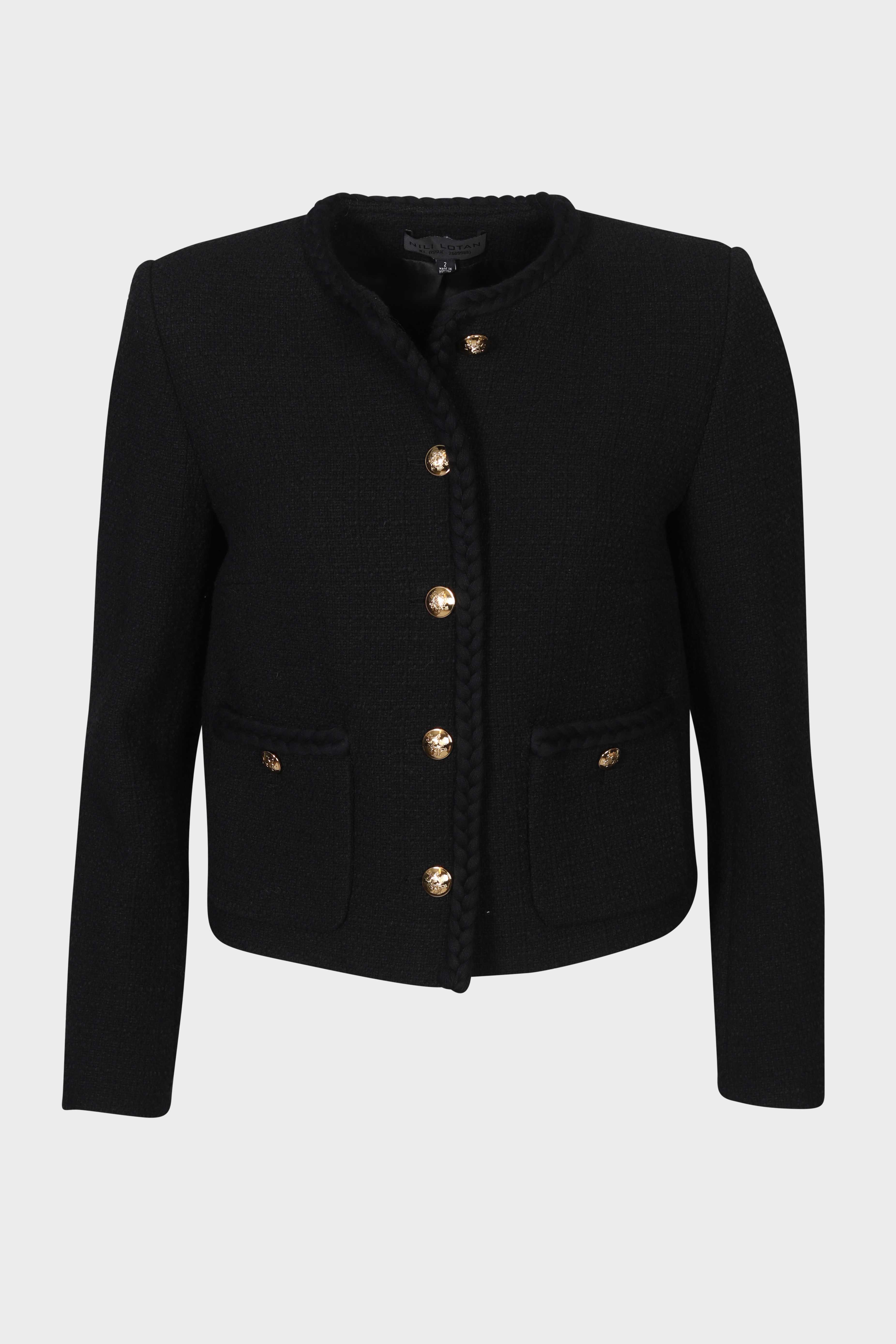 NILI LOTAN Iman Cropped Jacket in Black 8 / XL