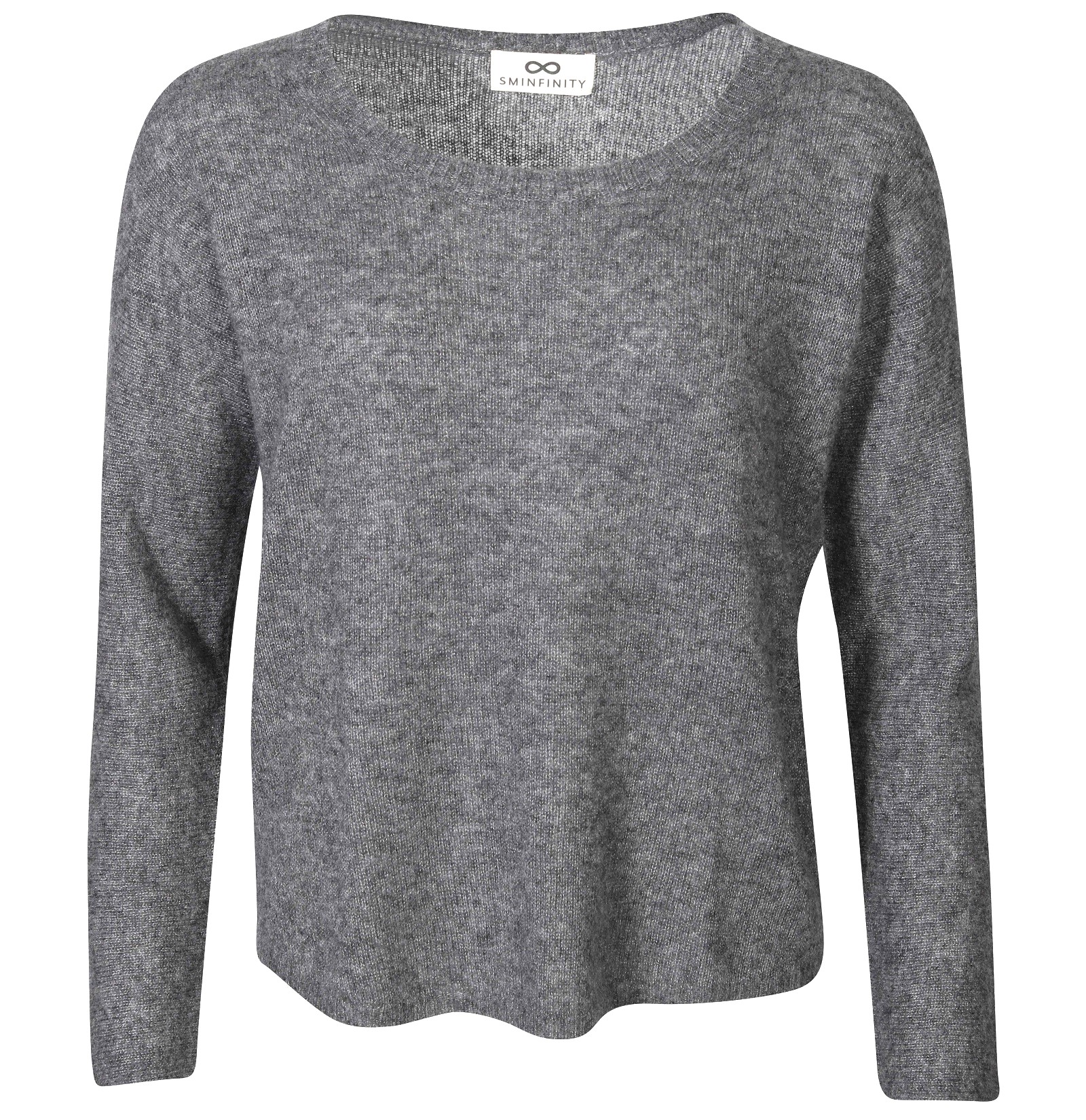 SMINFINITY Fluffy Crewneck Sweater in Dark Grey Melange