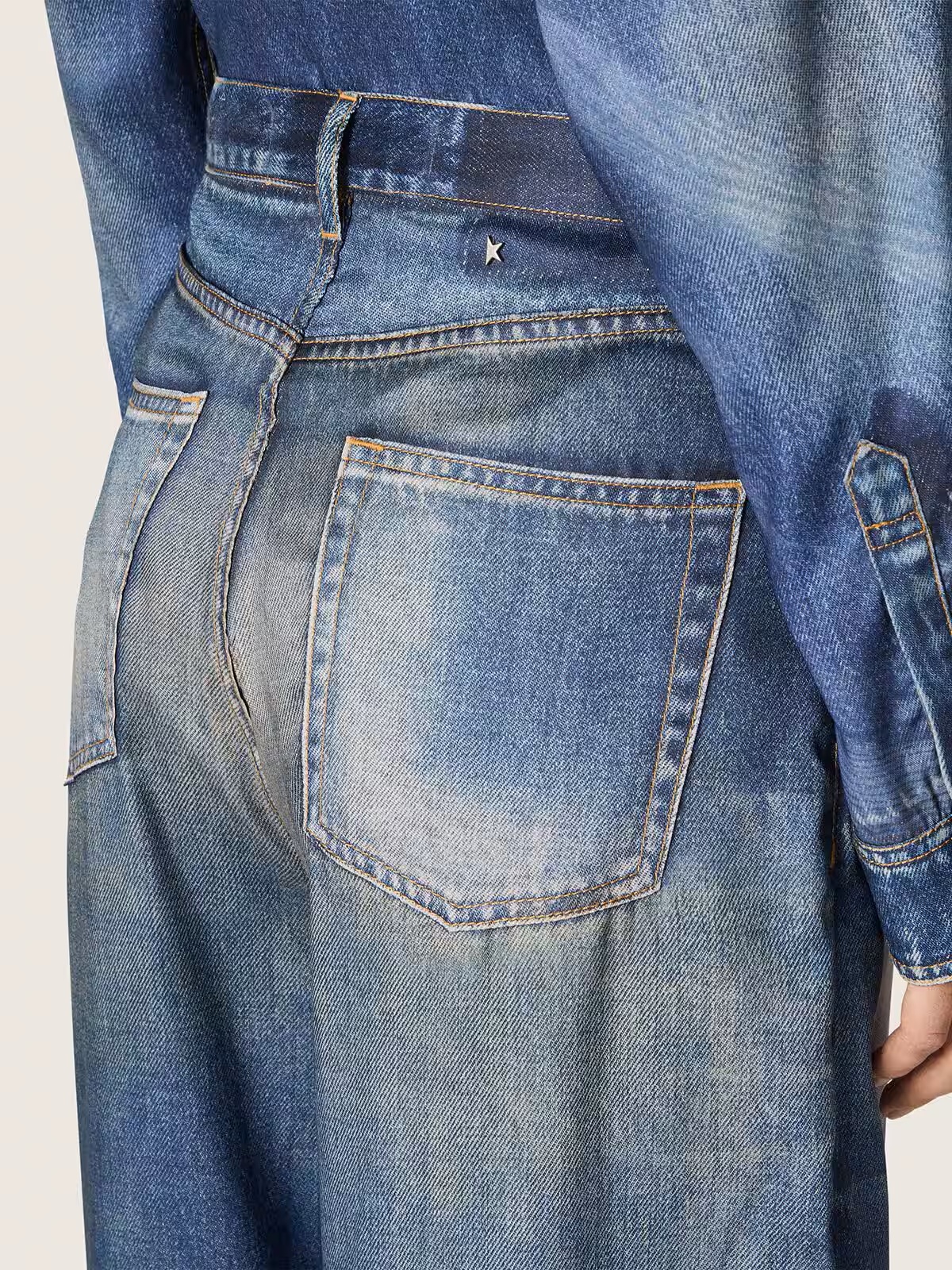 GOLDEN GOOSE Melody Boyfriend Pant Archive Denim Print