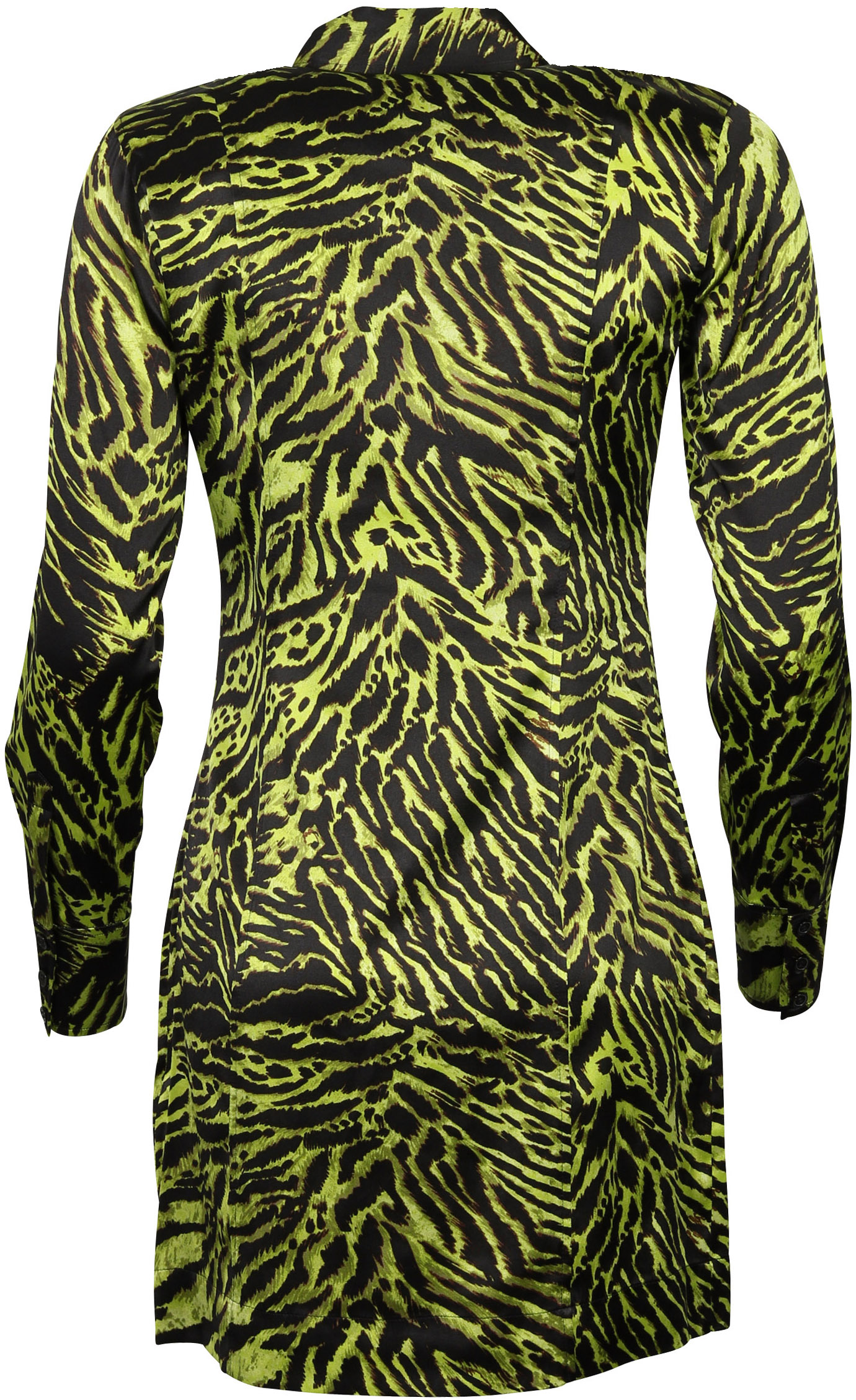 Ganni Shirt Dress Lime Tiger Print 42