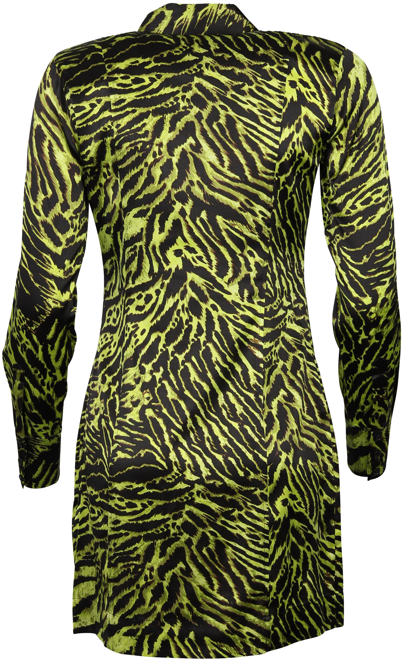 ganni green tiger dress Women's Ganni Shirt Dress Lime Tiger Print 36
