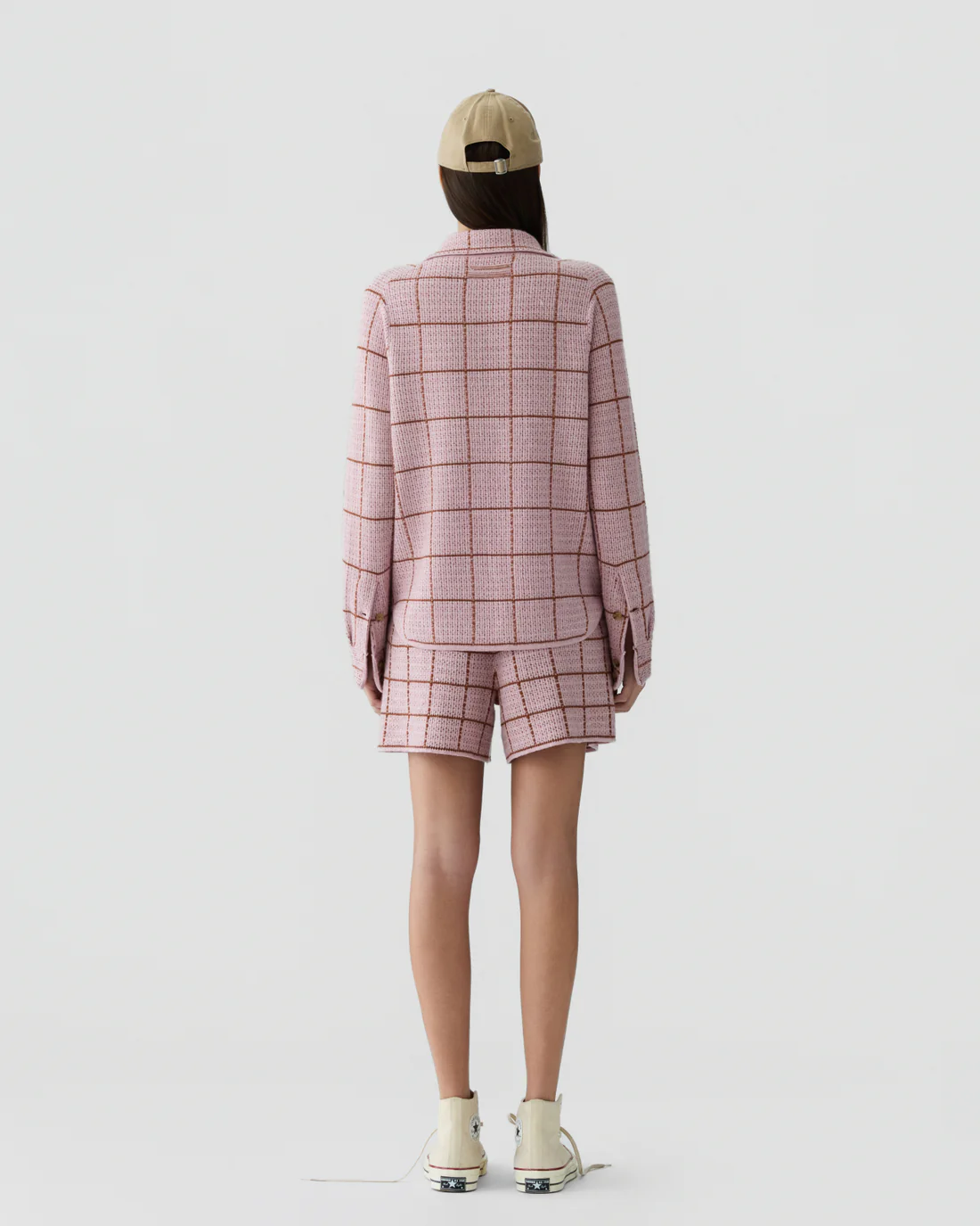 GUEST IN RESIDENCE Dylan Plaid Cashmere/Linen Shirt in Sprinkle/Burnt Sienna