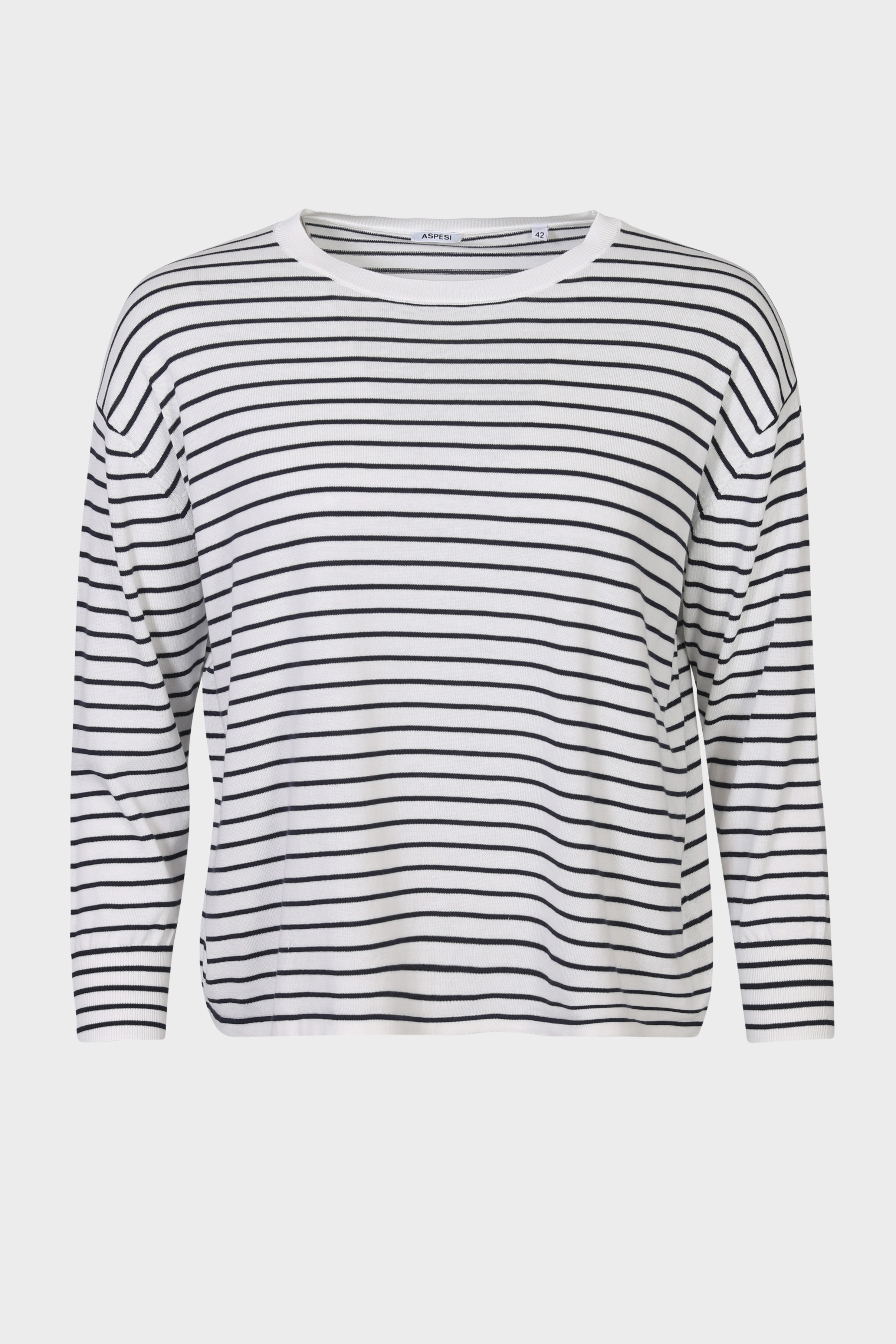 ASPESI Striped Cotton Sweater White/Navy IT40 / DE34