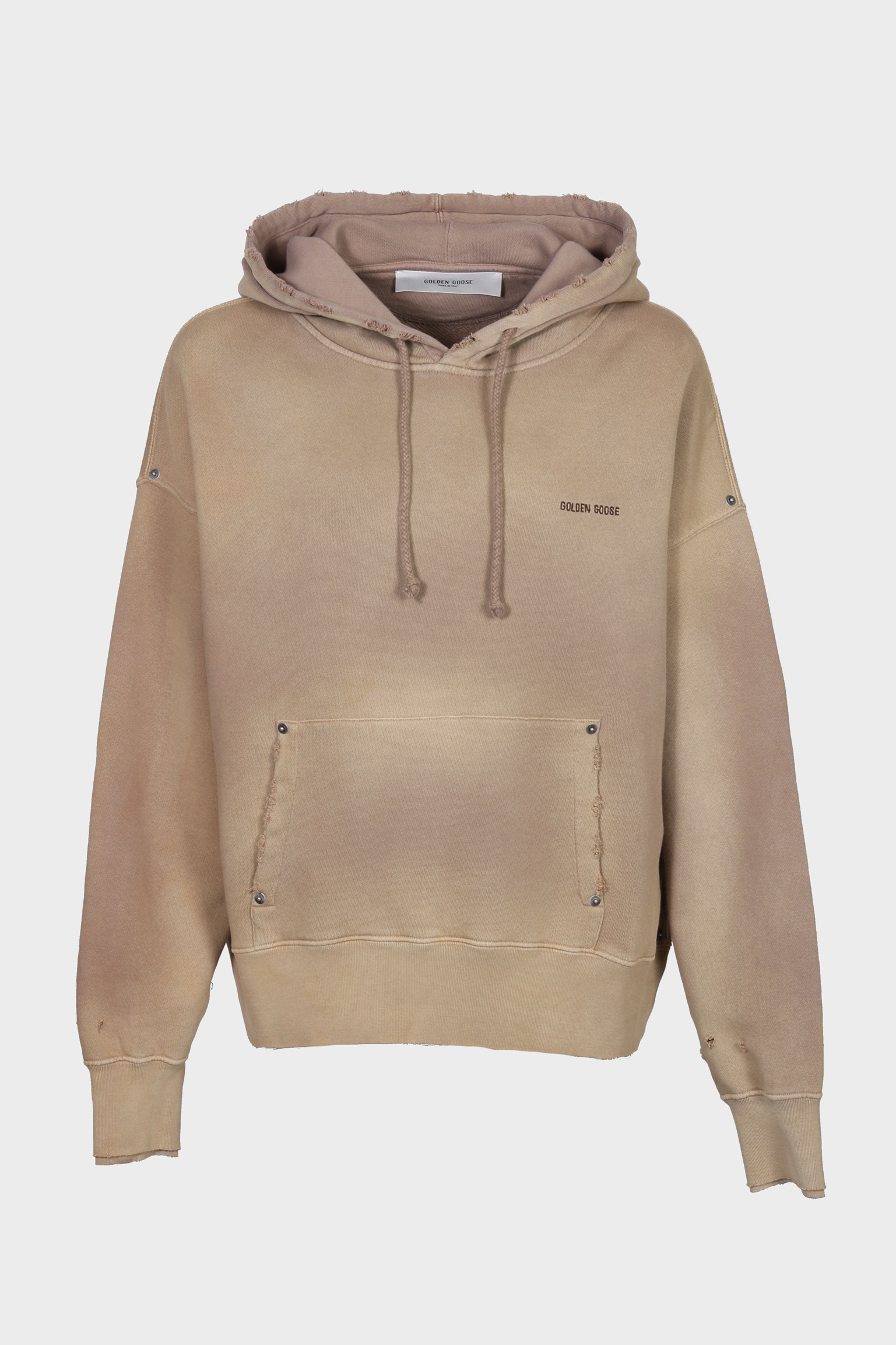GOLDEN GOOSE Heavy Cotton Logo Hoodie in Vintage Beige