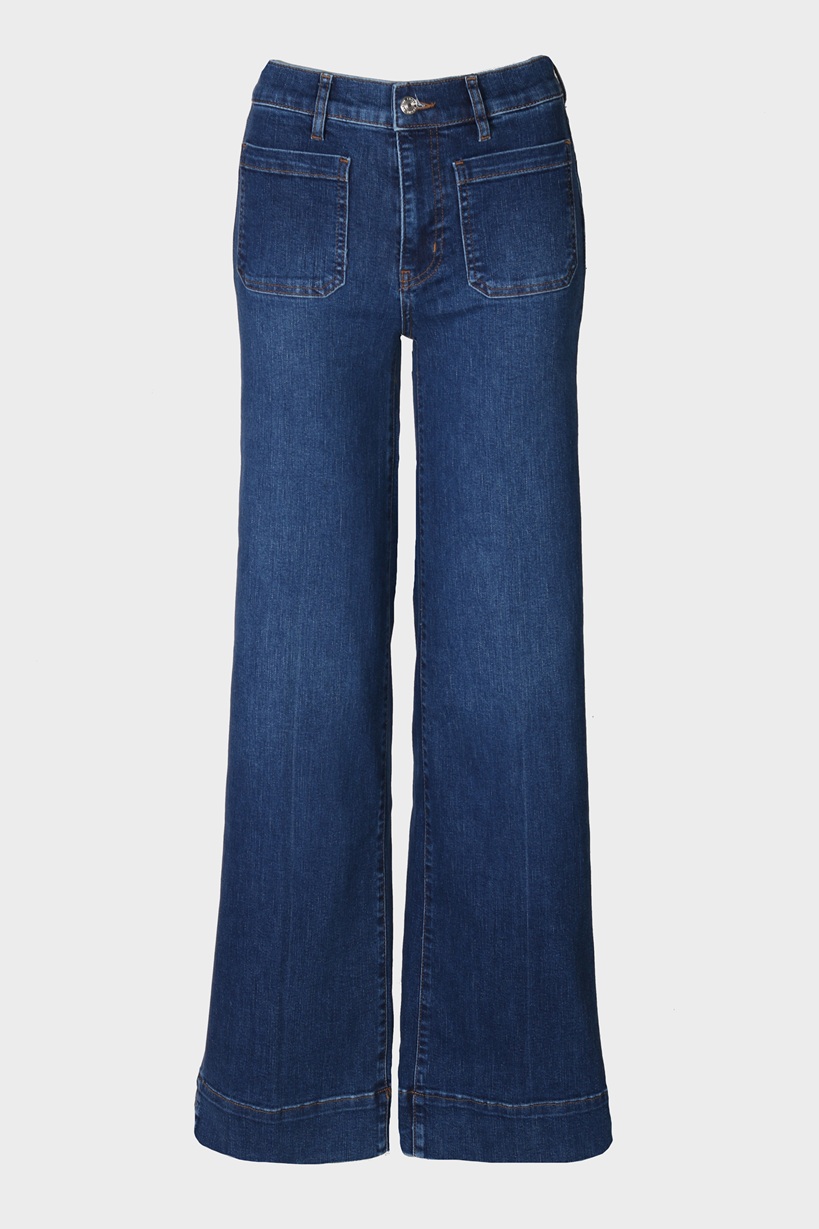 FRAME LE Slice Slim Palazzo Long Jeans in Folk