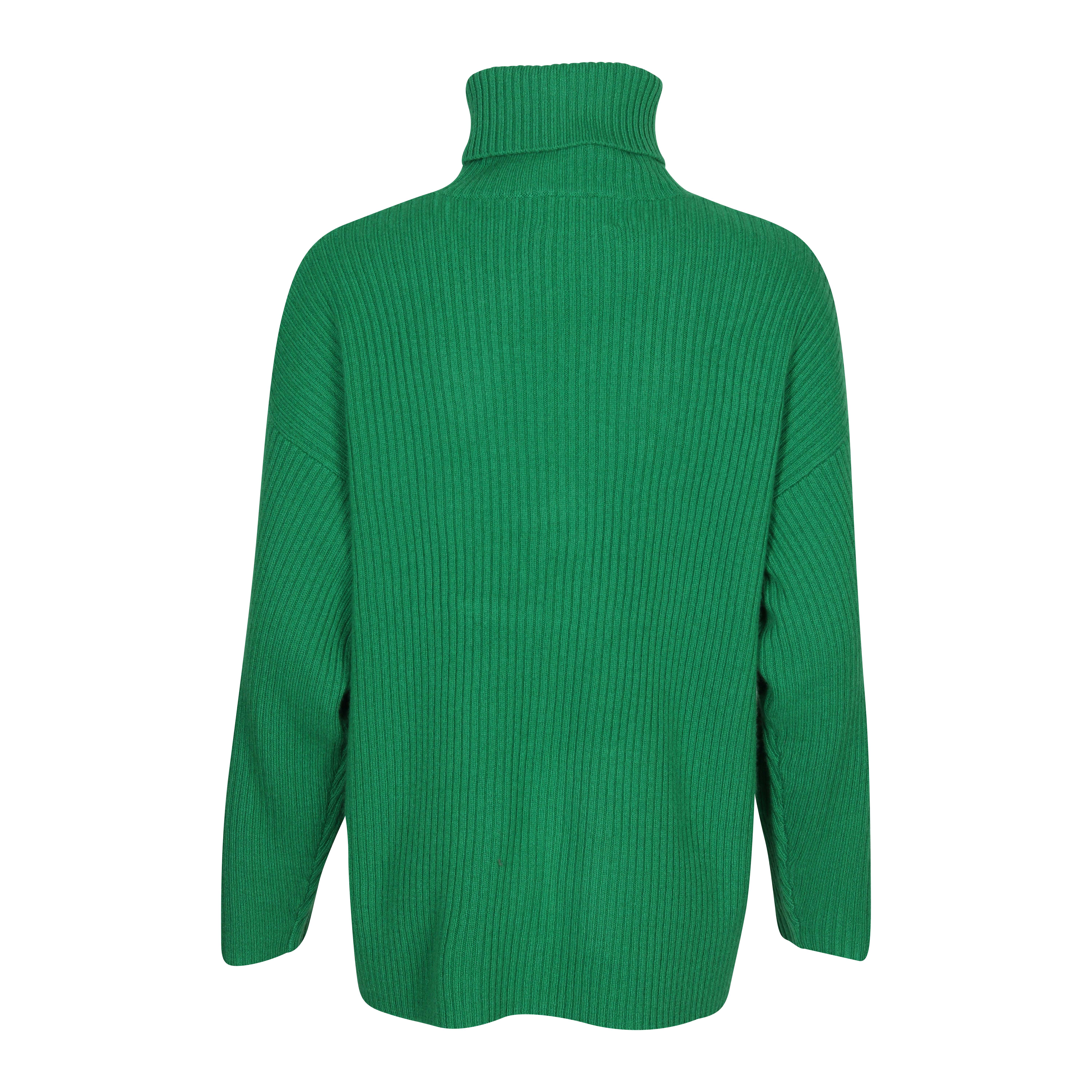 Flona Cashmere Rollneck Rib Pullover in Green