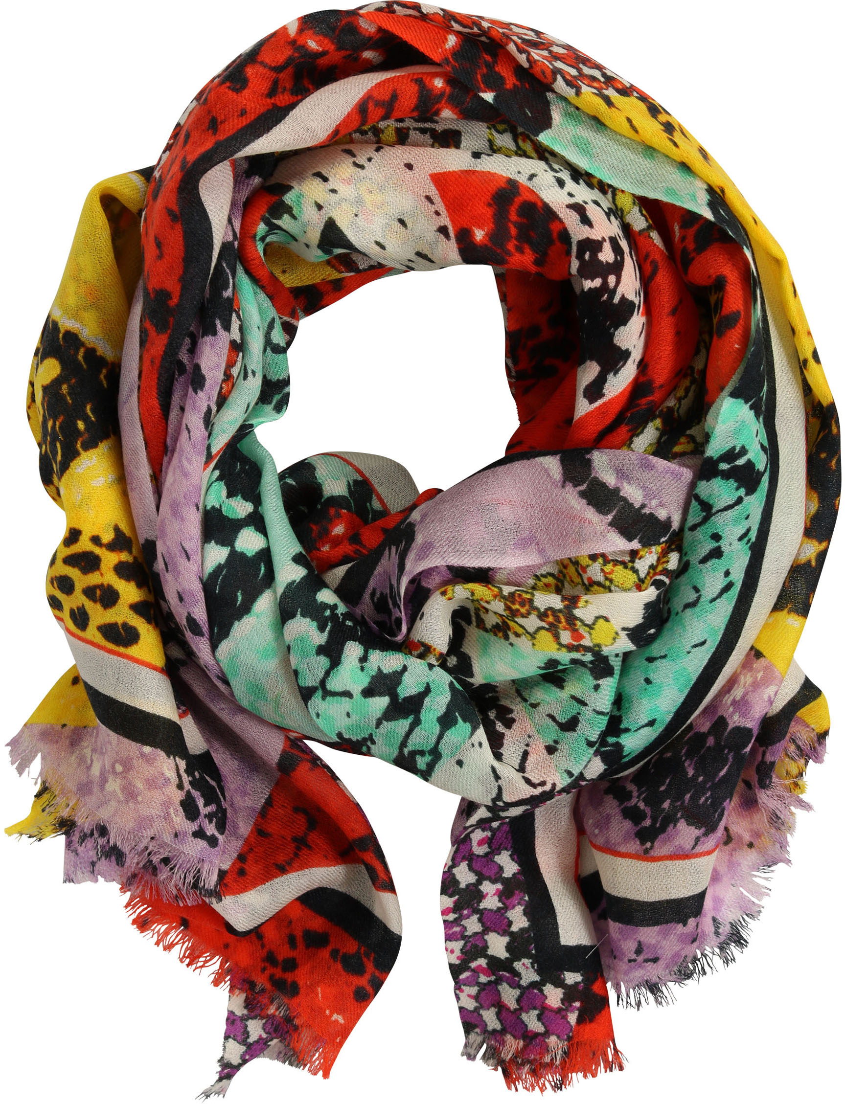 Lala Berlin Wool Scarf Patchwork Python
