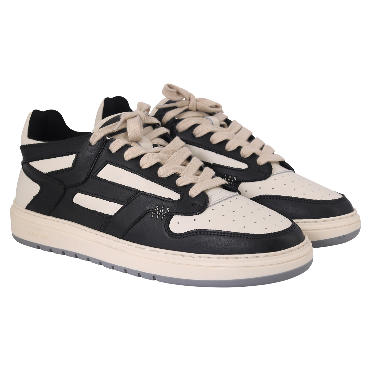 Represent Reptor Low Sneaker in Black/Vintage White