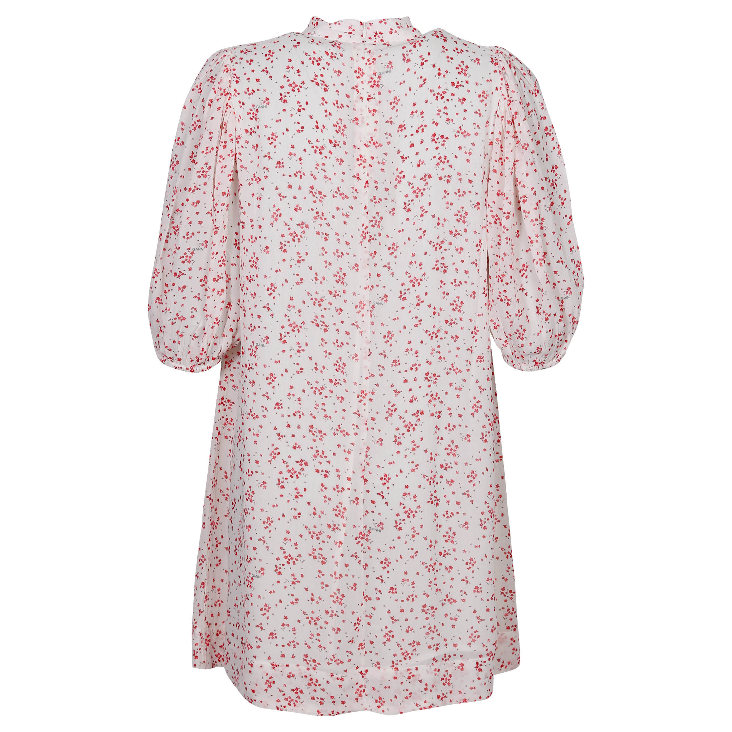 Ganni Printed Georgette Mini Dress Cream/Red 34