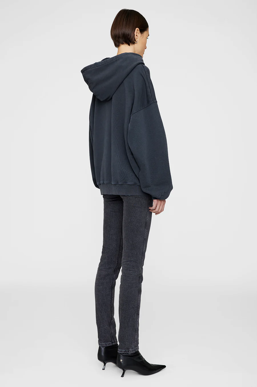 ANINE BING Loose Fit Hoodie in Dark Washed Black
