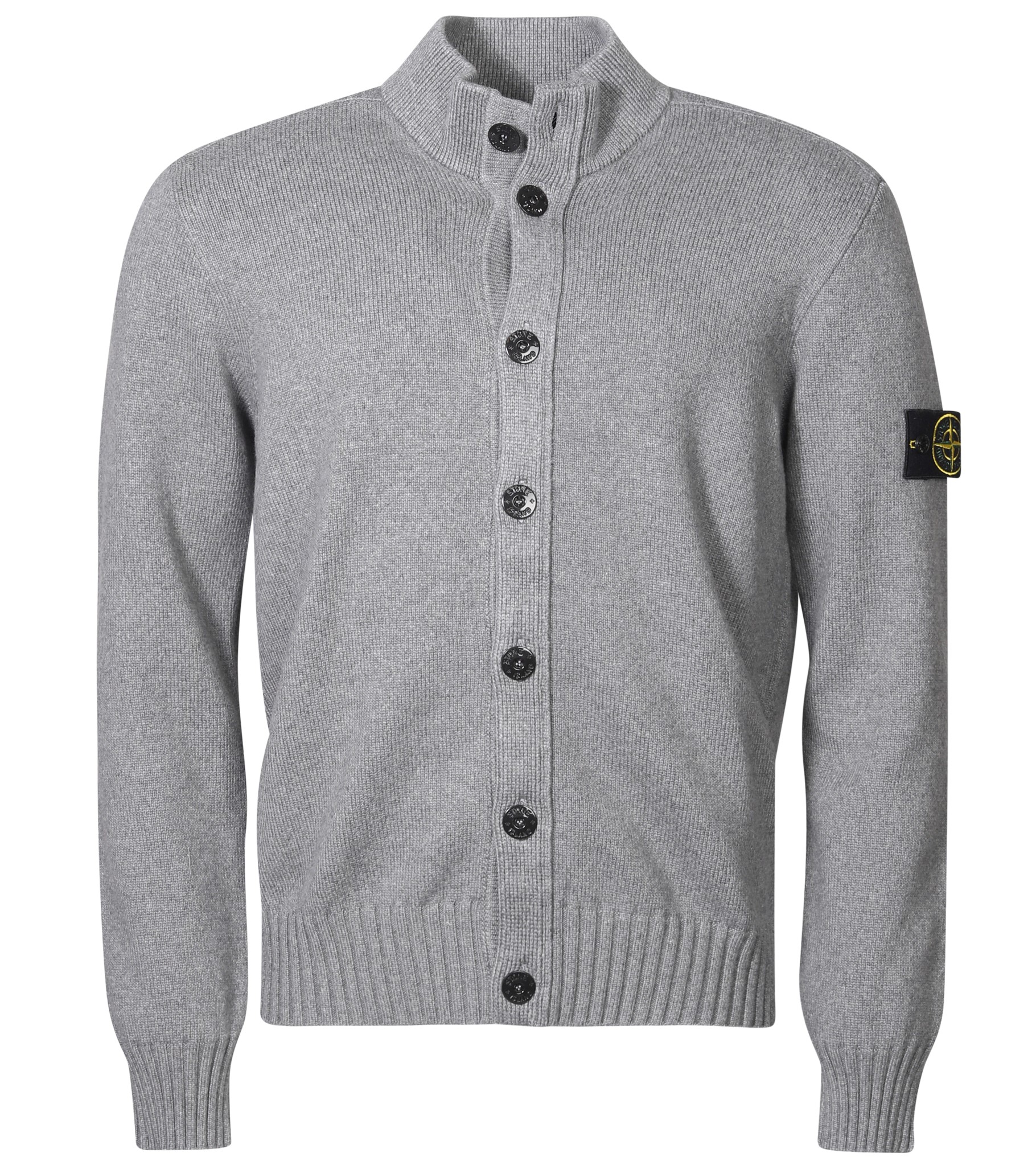 STONE ISLAND Soft Cotton Knit Cardigan in Melange Grey