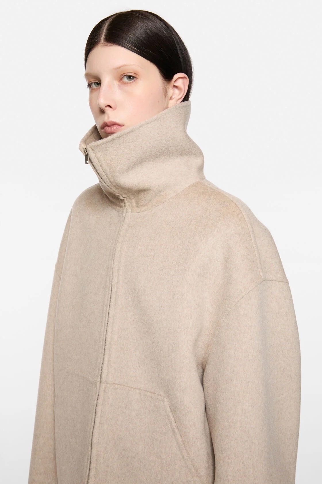ACNE STUDIOS Boxy Fit Wool Jacket in Oatmeal Melange