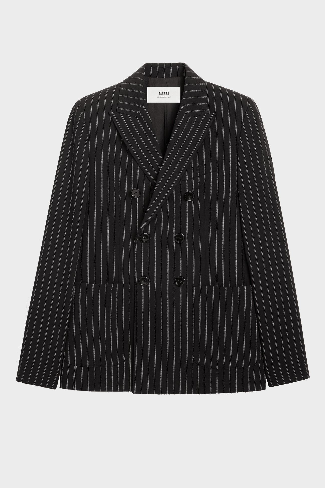 AMI PARIS Double Breasted Blazer in Black/Chalk