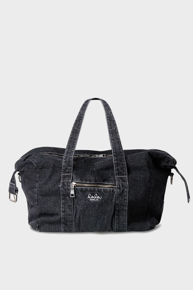 LALA BERLIN Denim Weekender in Washed Black