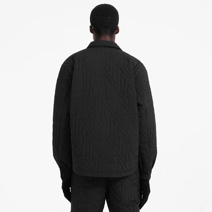 REPRESENT Initial Quilted Overshirt in Black