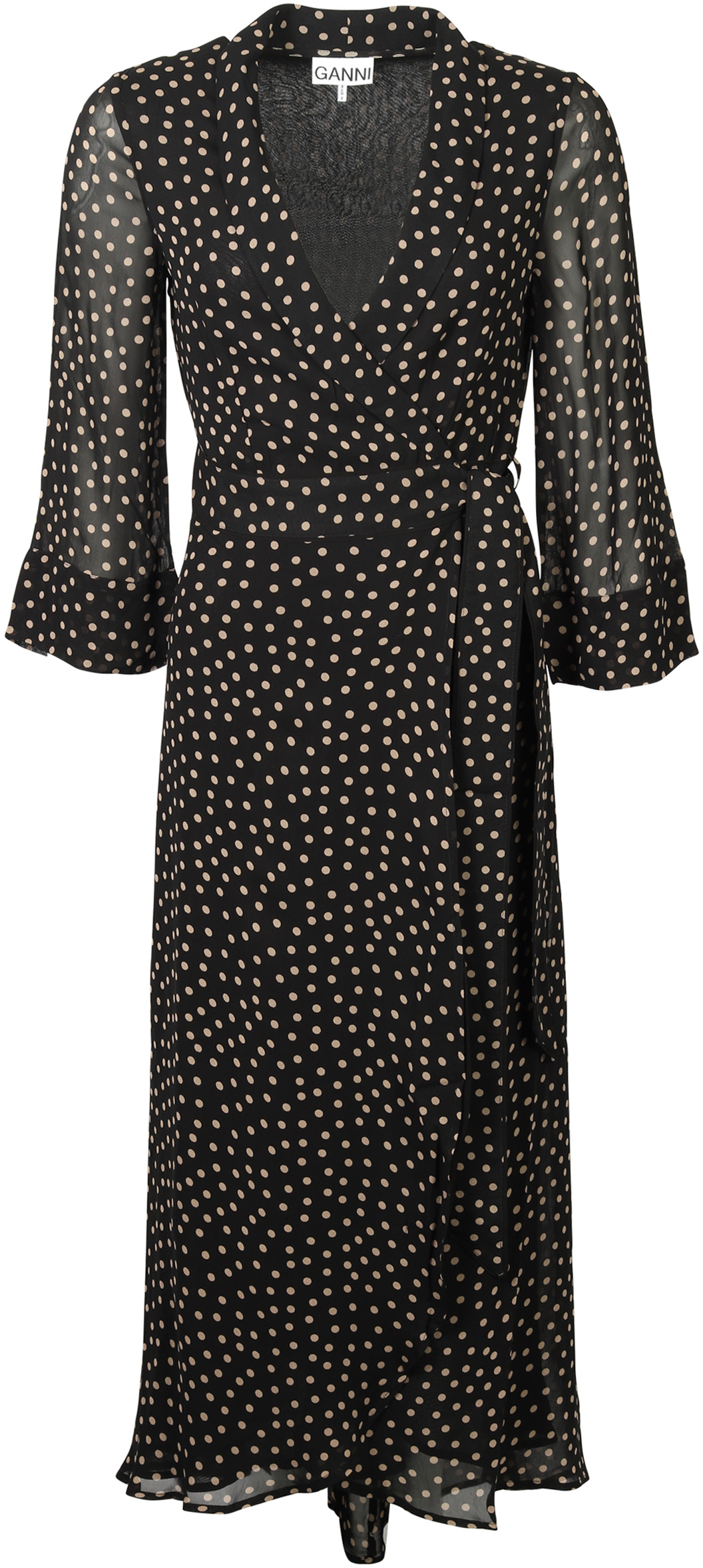 Ganni Wrap Dress Black/Taupe