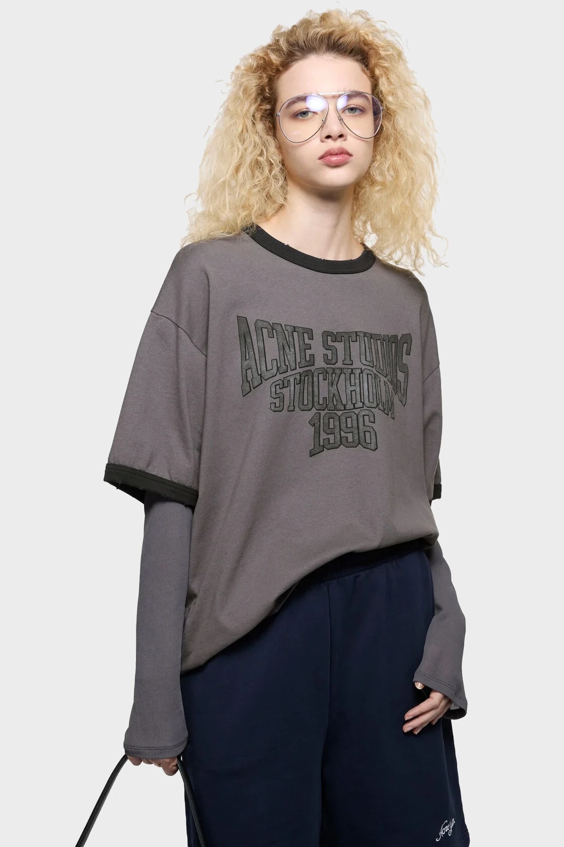 ACNE STUDIOS Printed Longsleeve in Purple Grey