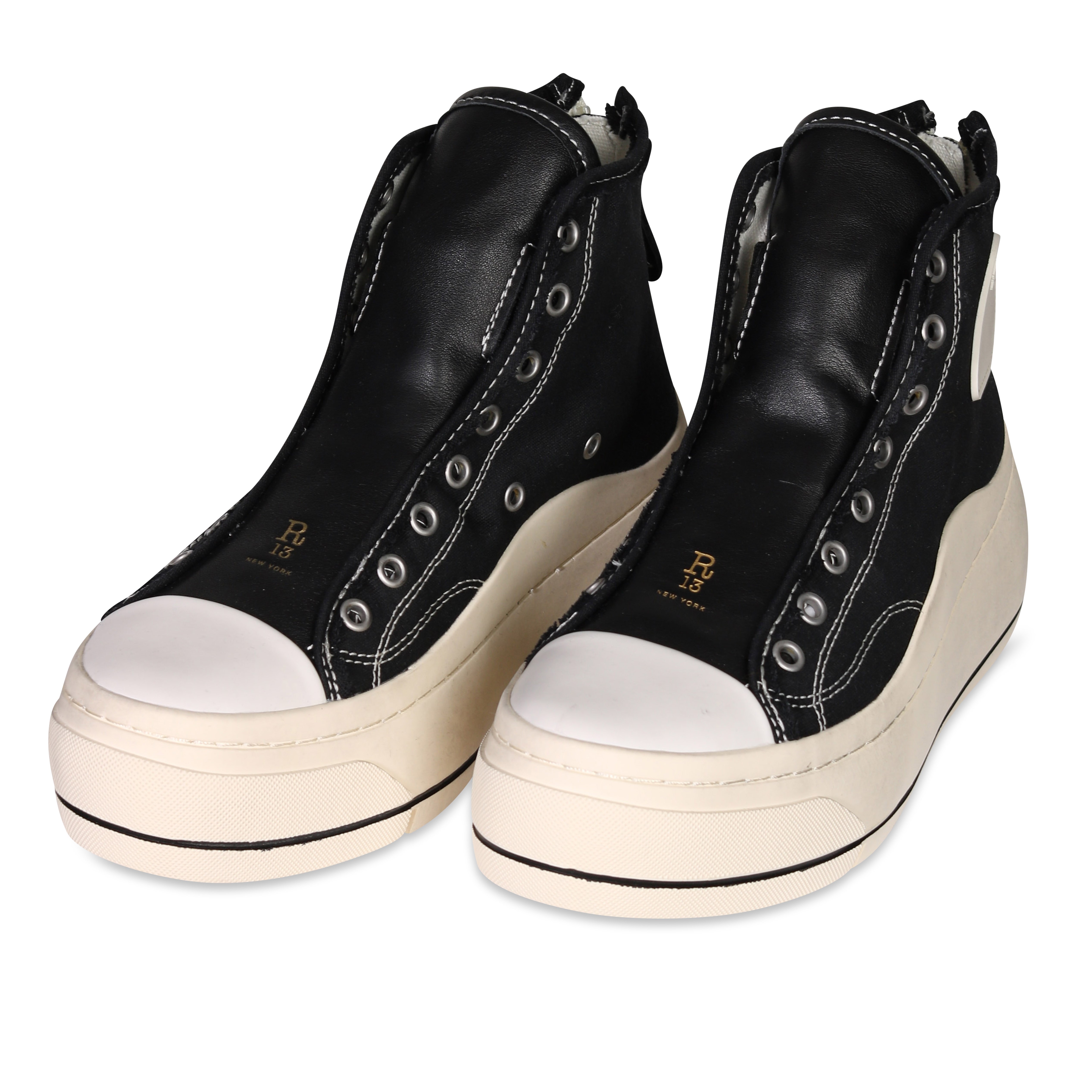 R13 High Top Sneaker Lace Free in Black 38