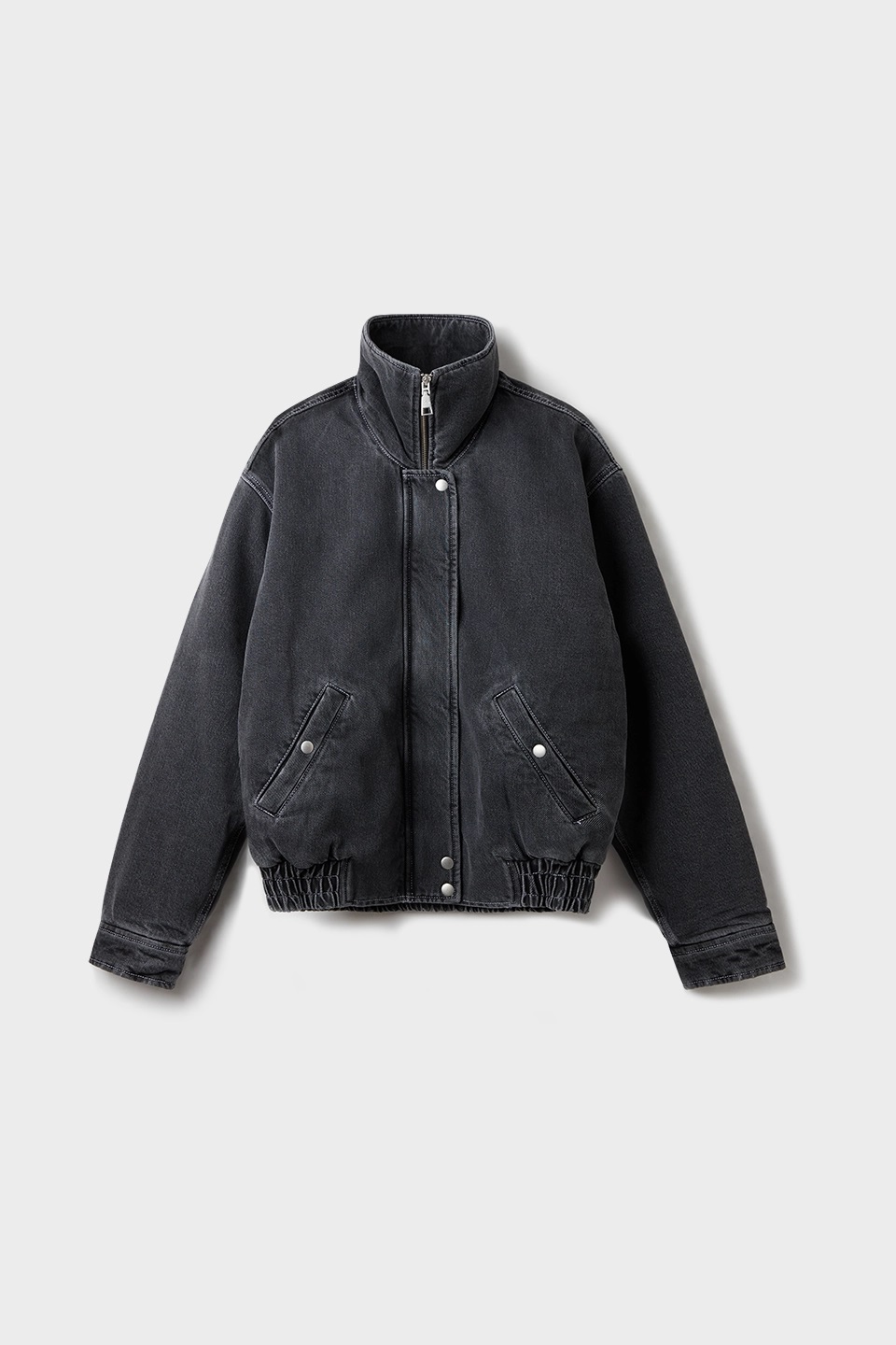 LALA BERLIN Padded Denim Jacket in Washed Black L
