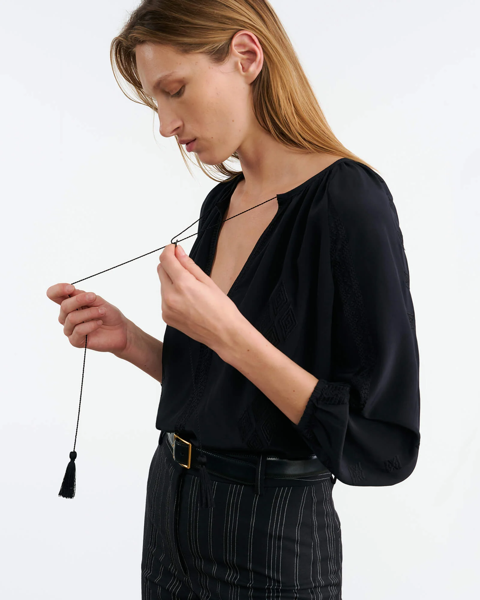 NILI LOTAN Cristo Silk Blouse in Black NILI LOTAN Cristo Silk Blouse in Black