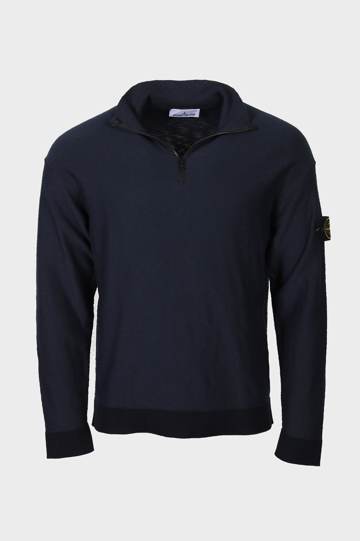 STONE ISLAND Summer Knit Half Zip Pullover in Navy