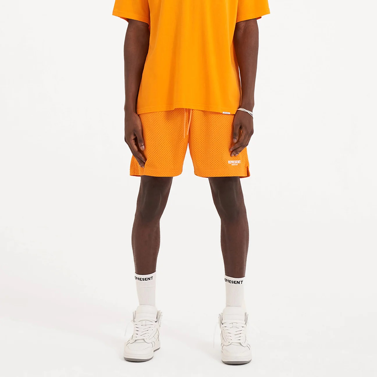 REPRESENT Owners Club Mesh Short in Neon Orange XL