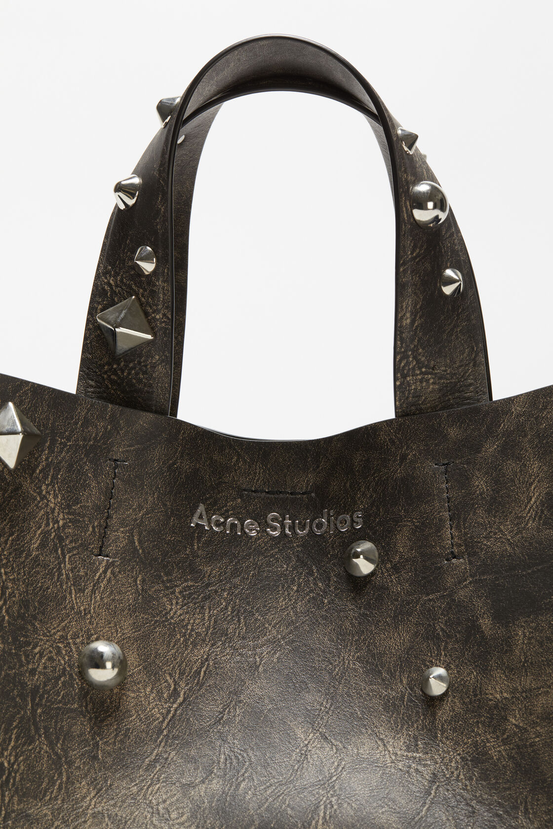 ACNE STUDIOS Musubi Studs Midi Bag in Dark Brown