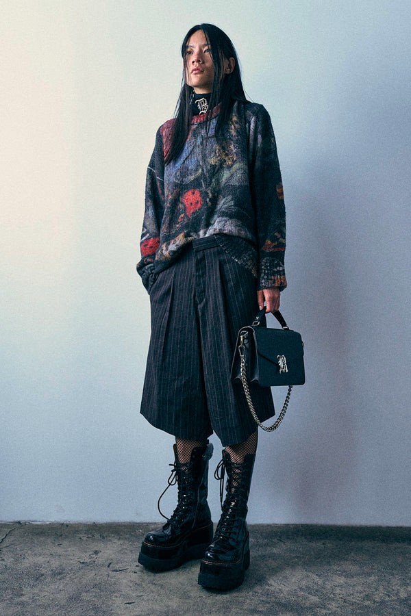 R13 Oversize Cashmere Sweater in Red Blue Black Butterfly
