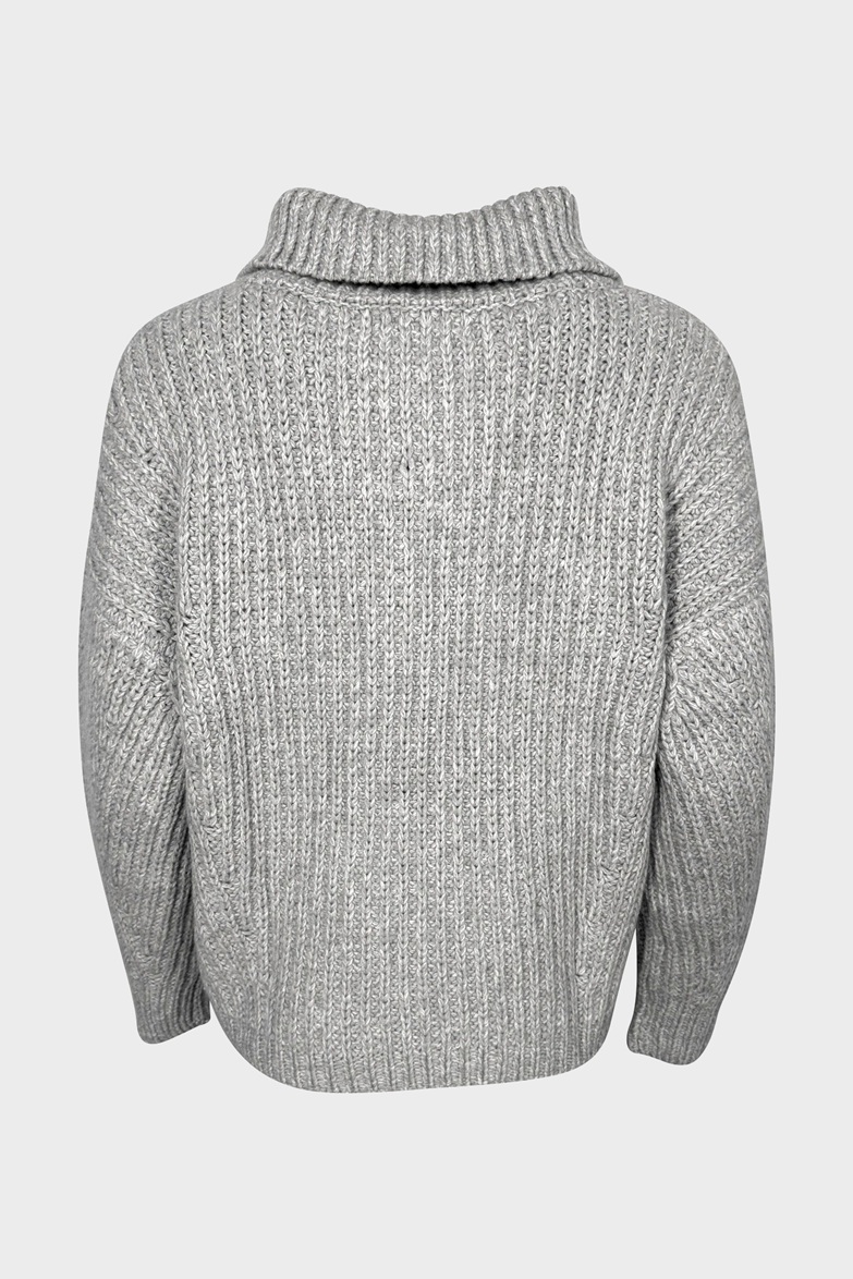 FLONA Cashmere Half Zip Sweater Grey Melange XL