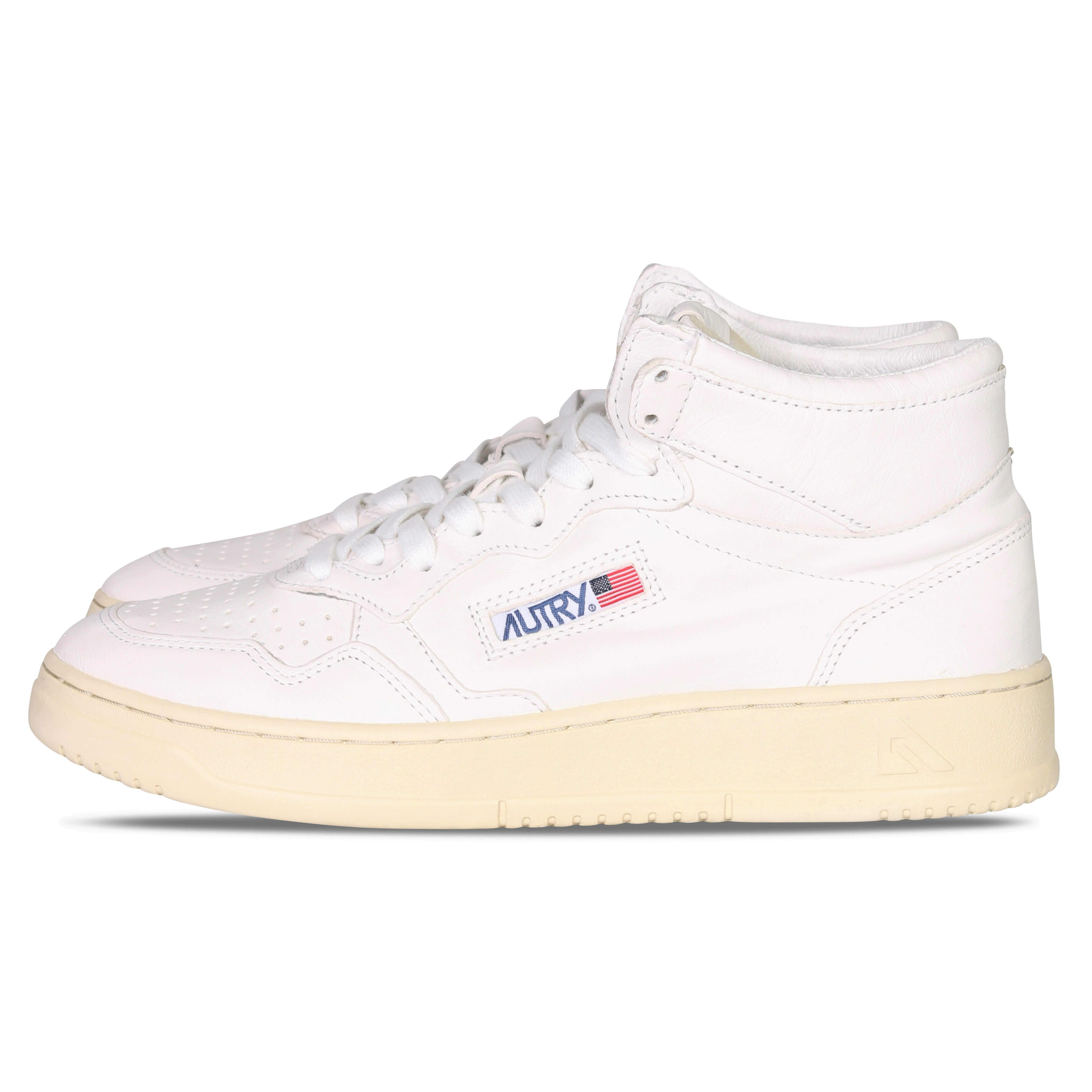 Autry Action Shoes Mid Sneaker Goat White/White Autry Action Shoes Mid Sneaker Goat White/White
