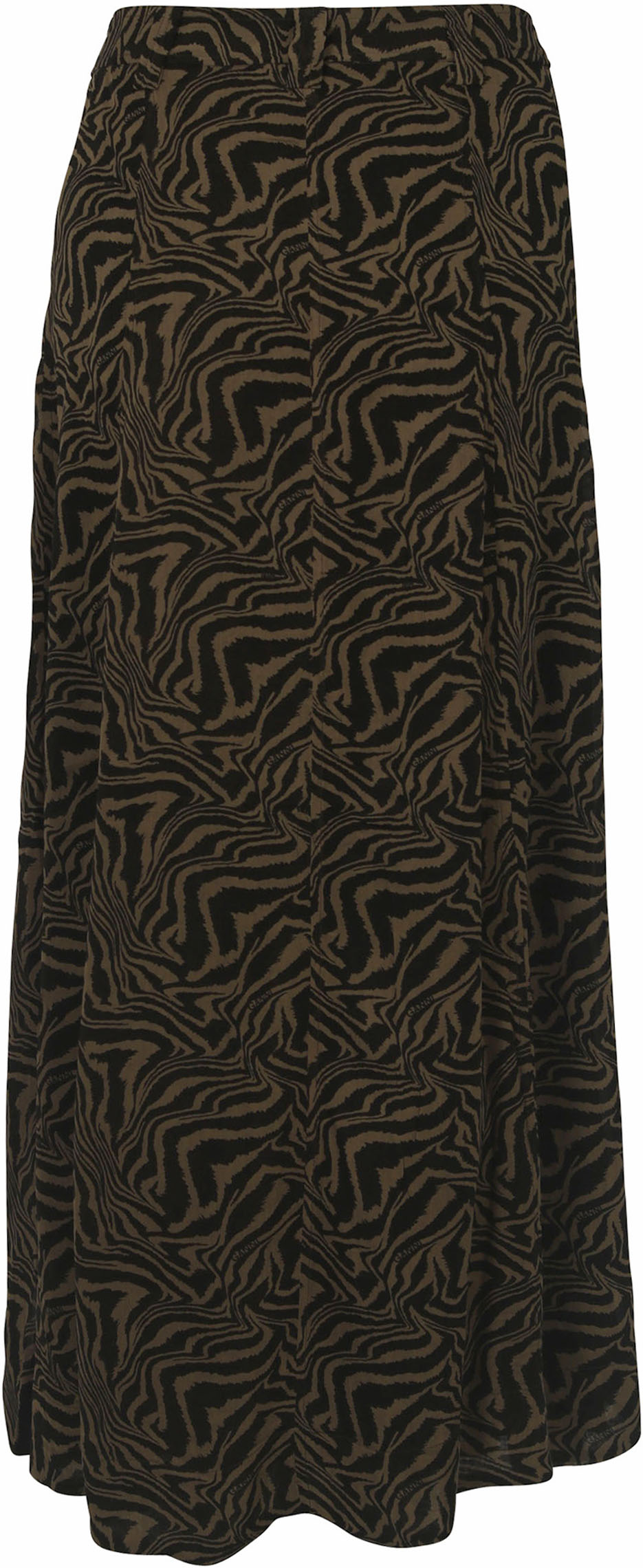 Ganni Long Skirt Zebra Print Olive/Black 36