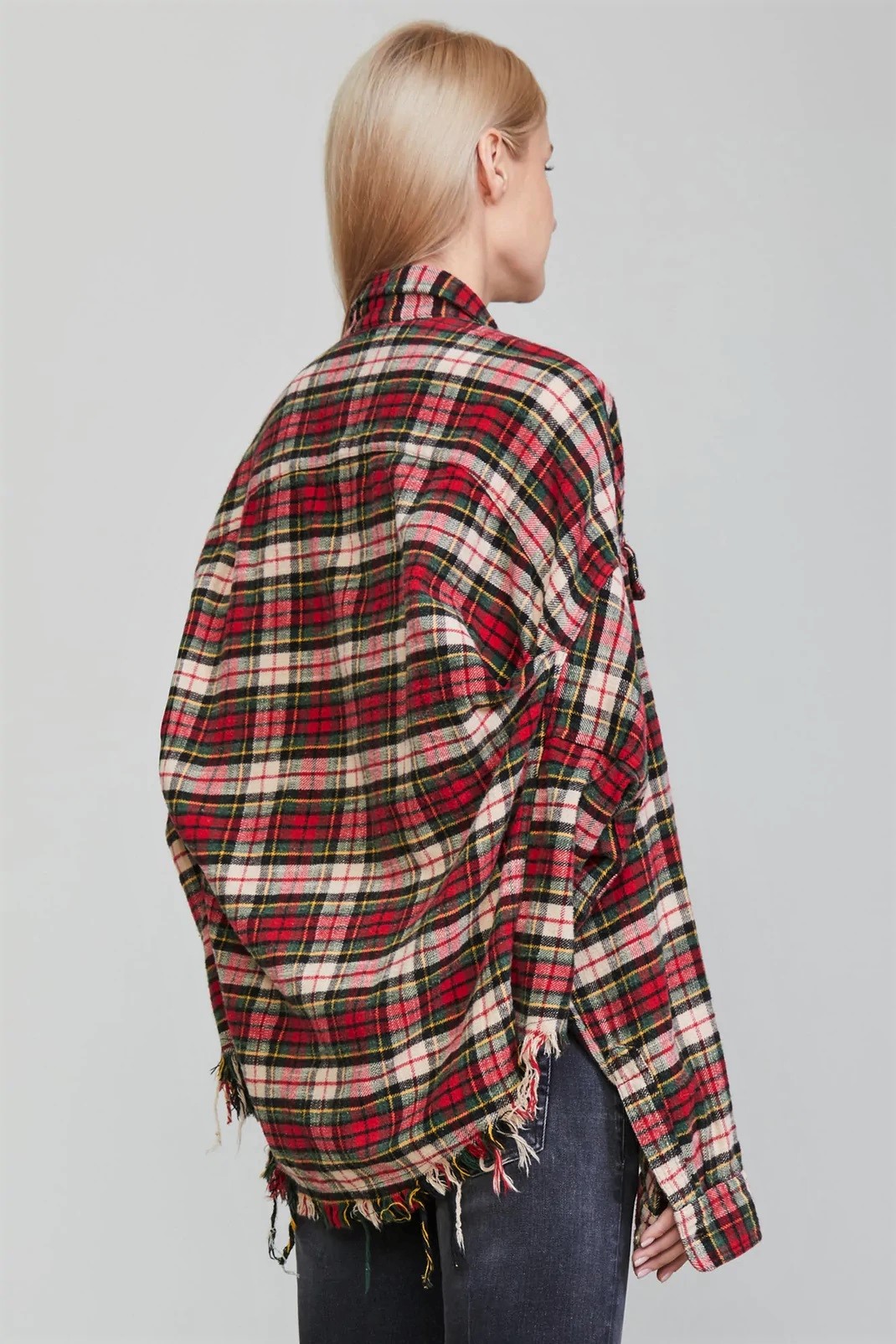 R13 Convertible Cropped Plaid Shirt Multicolor