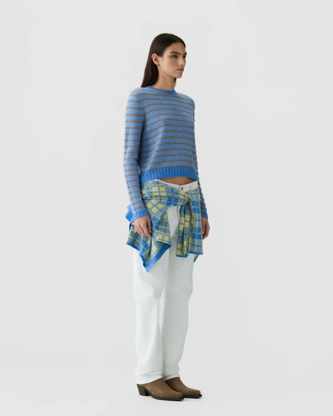 GUEST IN RESIDENCE Shrunken Crew Sweater Pebble Stripe