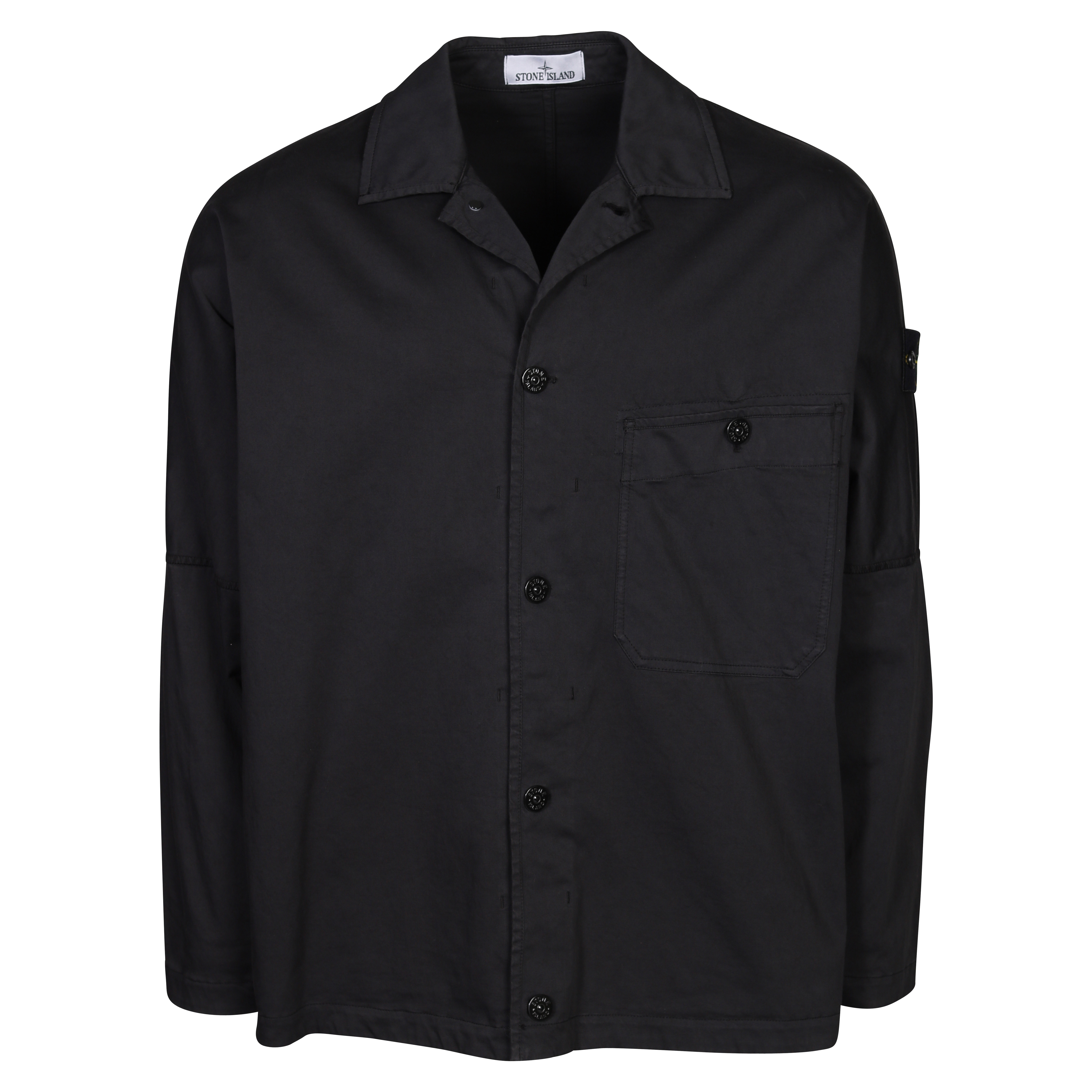 Stone Island Oversized Cotton Overshirt in Washed Black