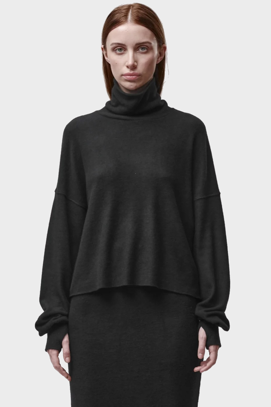 THOM KROM Light Fleece Turtleneck in Black