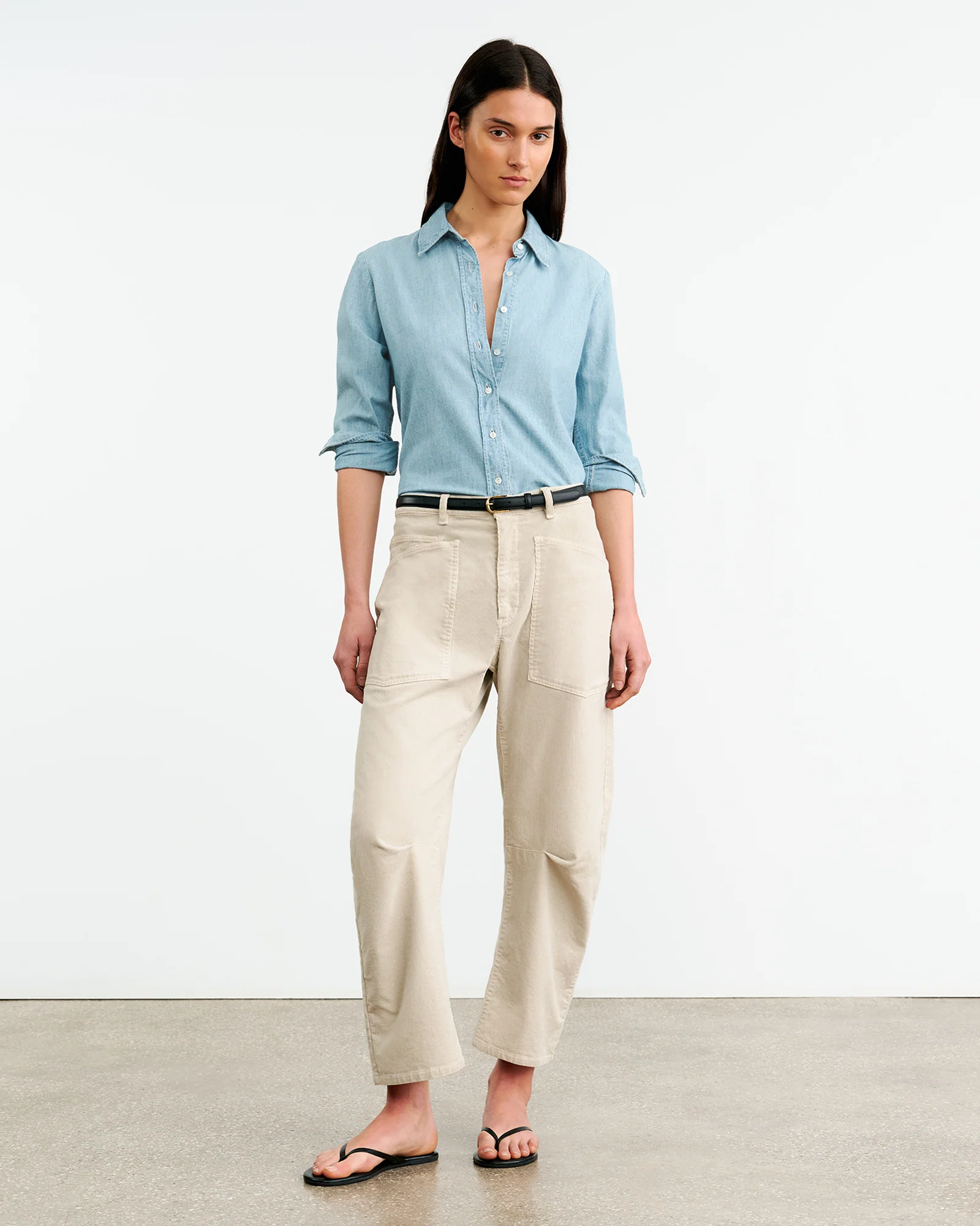 NILI LOTAN Light Soft Denim Shirt in Light Blue