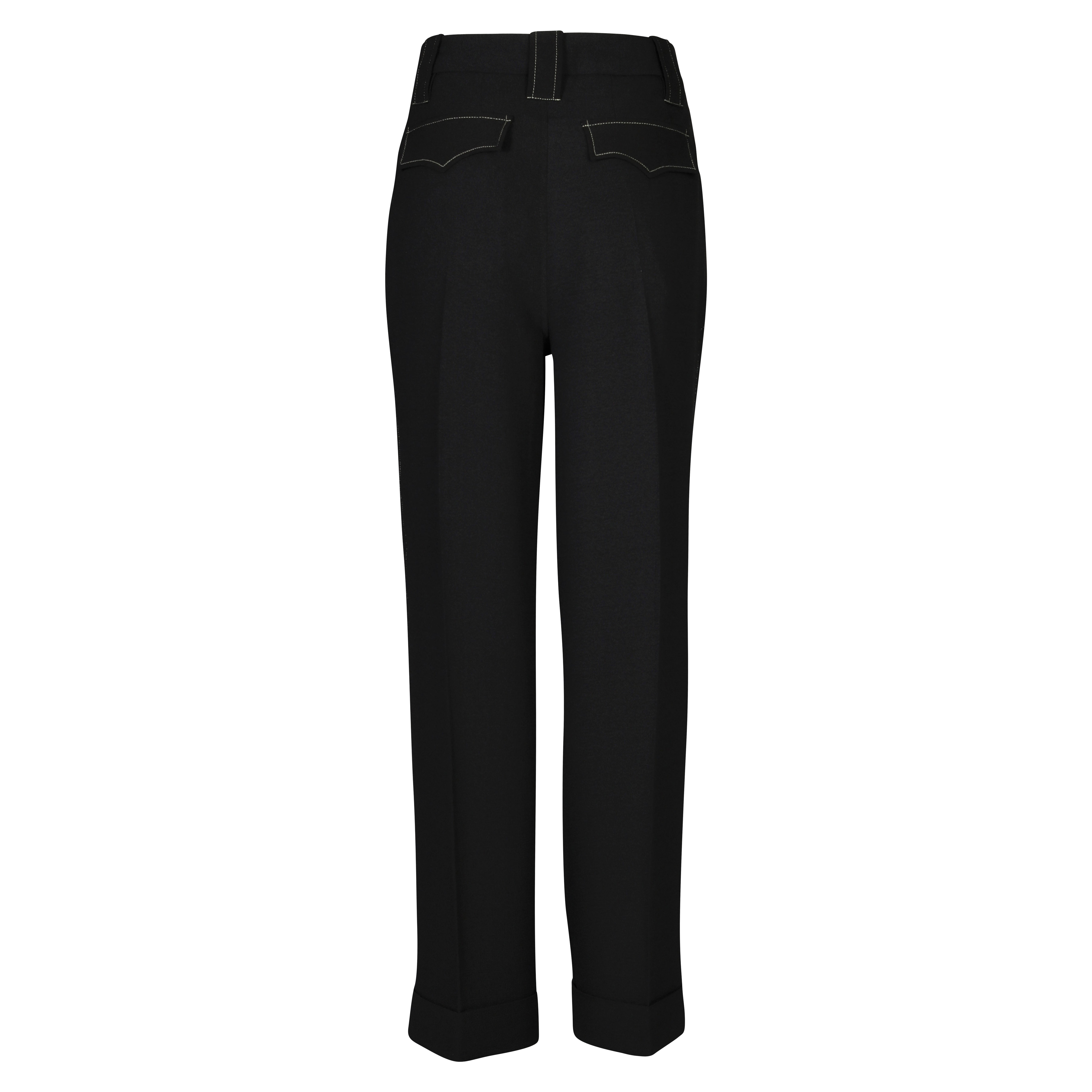 Ganni Loose Fit Mid Waist Pant in Black Heavy Crepe XS