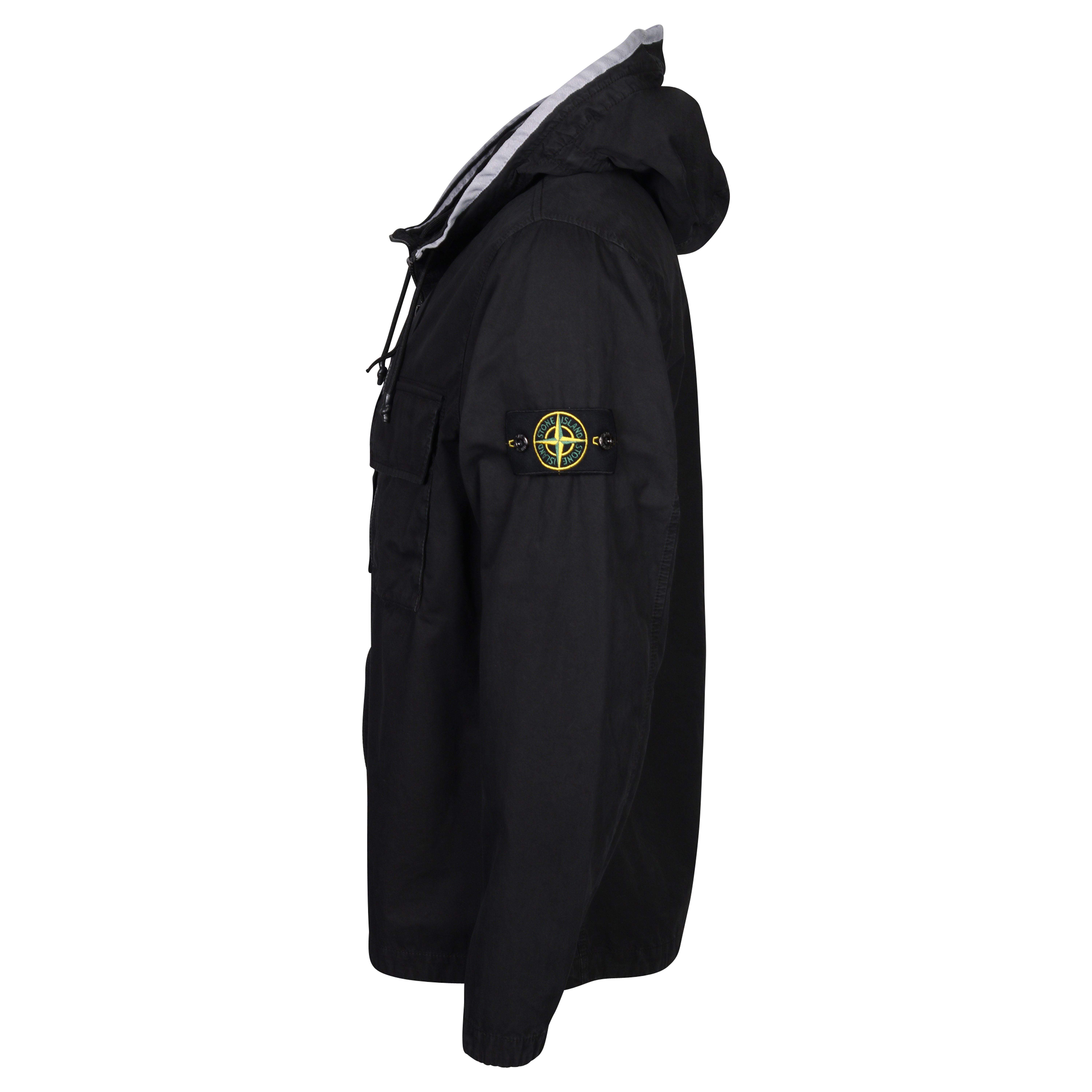 Stone Island Cotton Hooded Overshirt in Washed Black 2XL