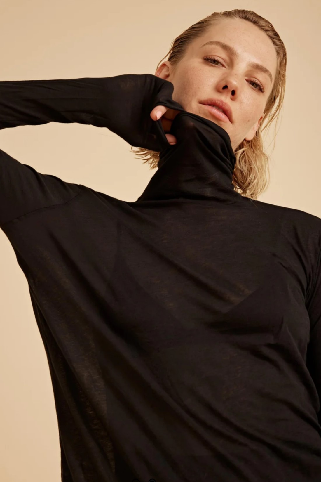 ALL III Molly Light Cotton Turtleneck in Black ALL III Molly Light Cotton Turtleneck in Black L