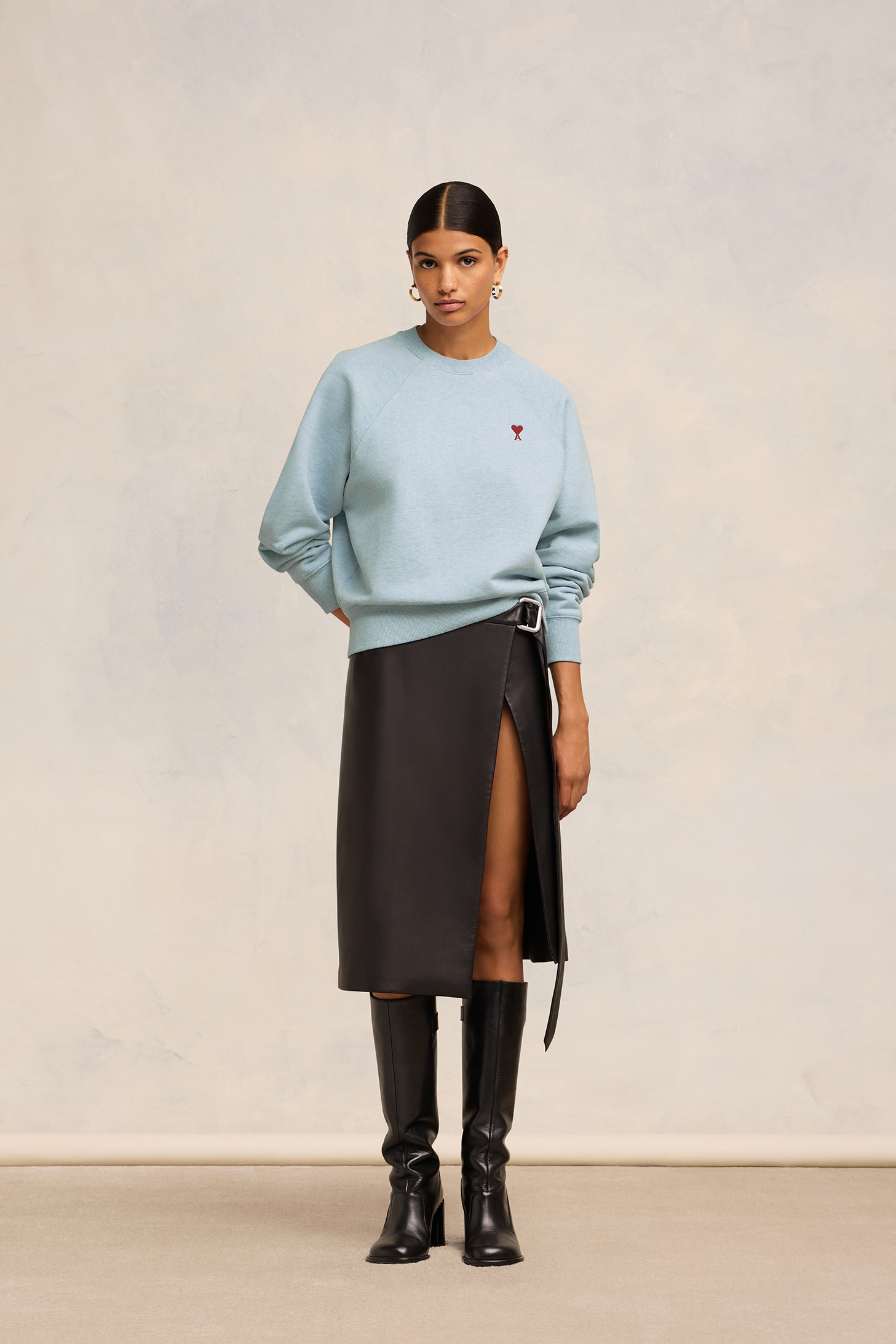 AMI PARIS de Coeur Sweatshirt in Heather Blue S